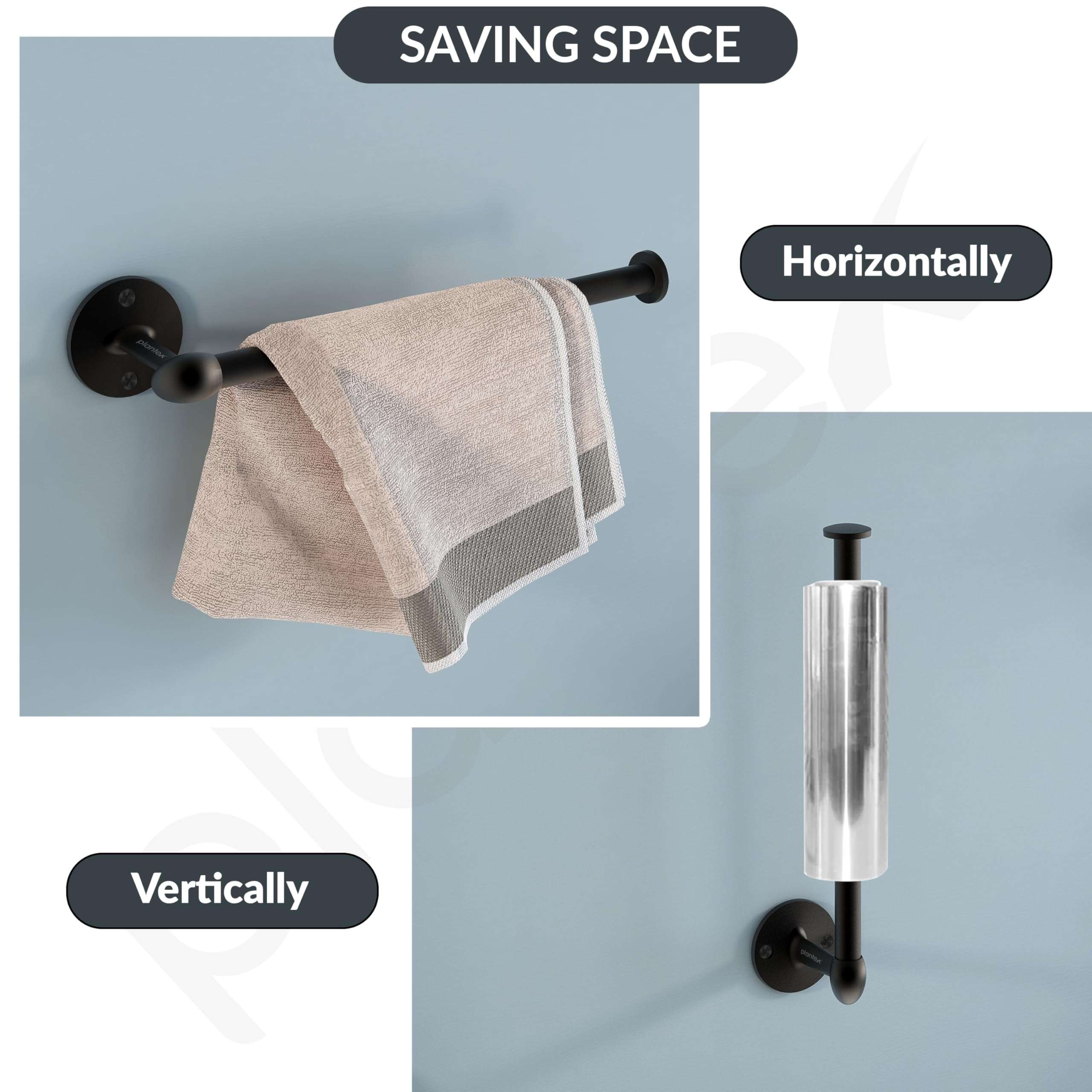 Plantex Stainless Steel Paper Holder/Kitchen Tissue Paper Roll Holder/Wall Mount Towel Stand/Kitchen Accessories - Pack of 1 (Black) 6