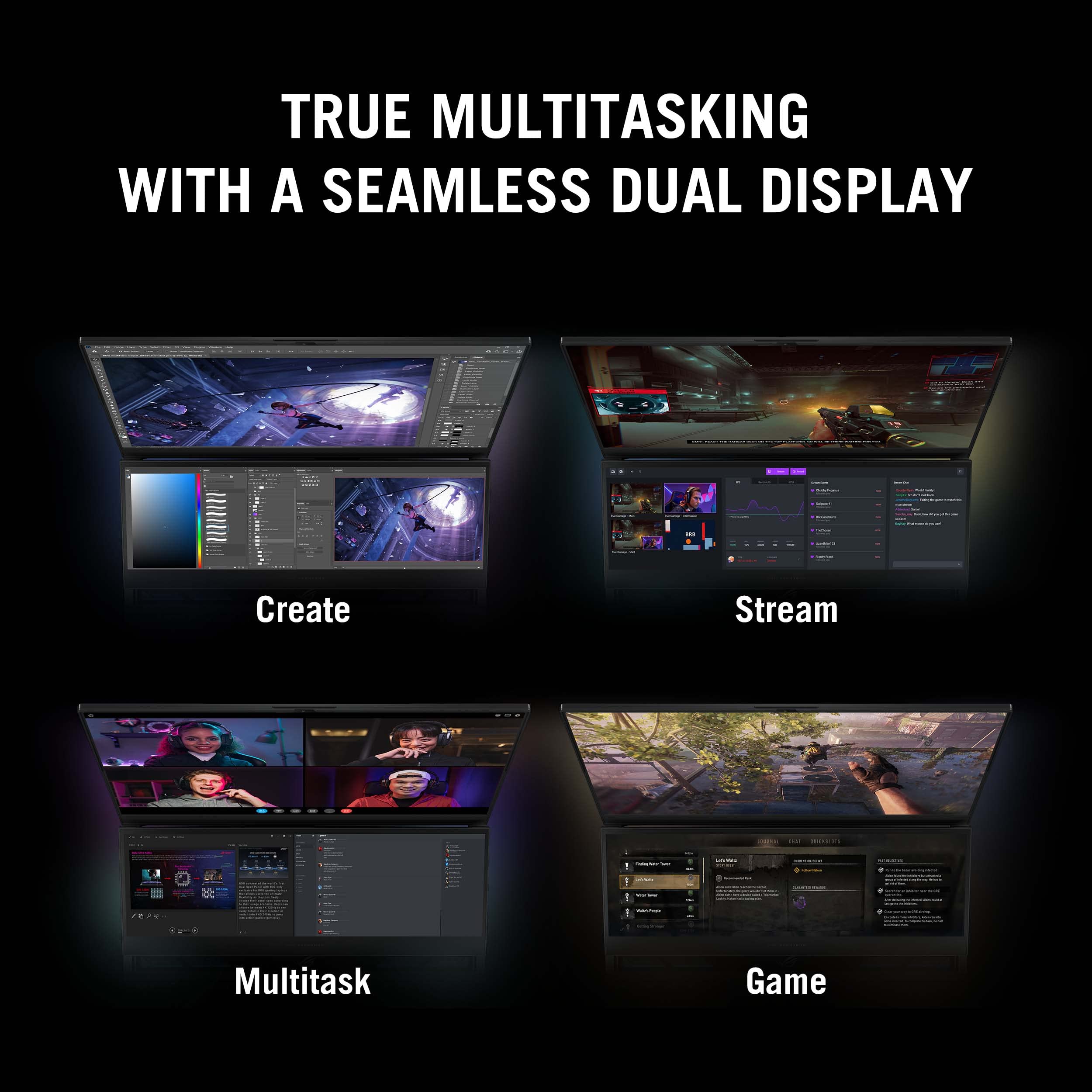 ASUS ROG Zephyrus Duo 16 Dual Screen Laptop, 16" (40.64 cm) UHD+/FHD+ 120Hz/240Hz/3ms, AMD Ryzen 9 6900HX, 16GB RTX 3080 Ti, Gaming Laptop (32GB/2TB SSD/Win 11/Office/Black/2.55 Kg), GX650RXZ-LB226WS 6