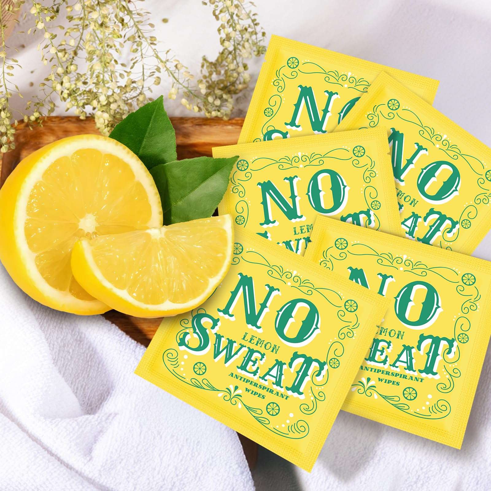 BUAEL 100 pieces of antiperspirant deodorant wipes and body wipes individually wrap underarm underarm sweating Lemon and travel to clean skin for female male teenagers 6