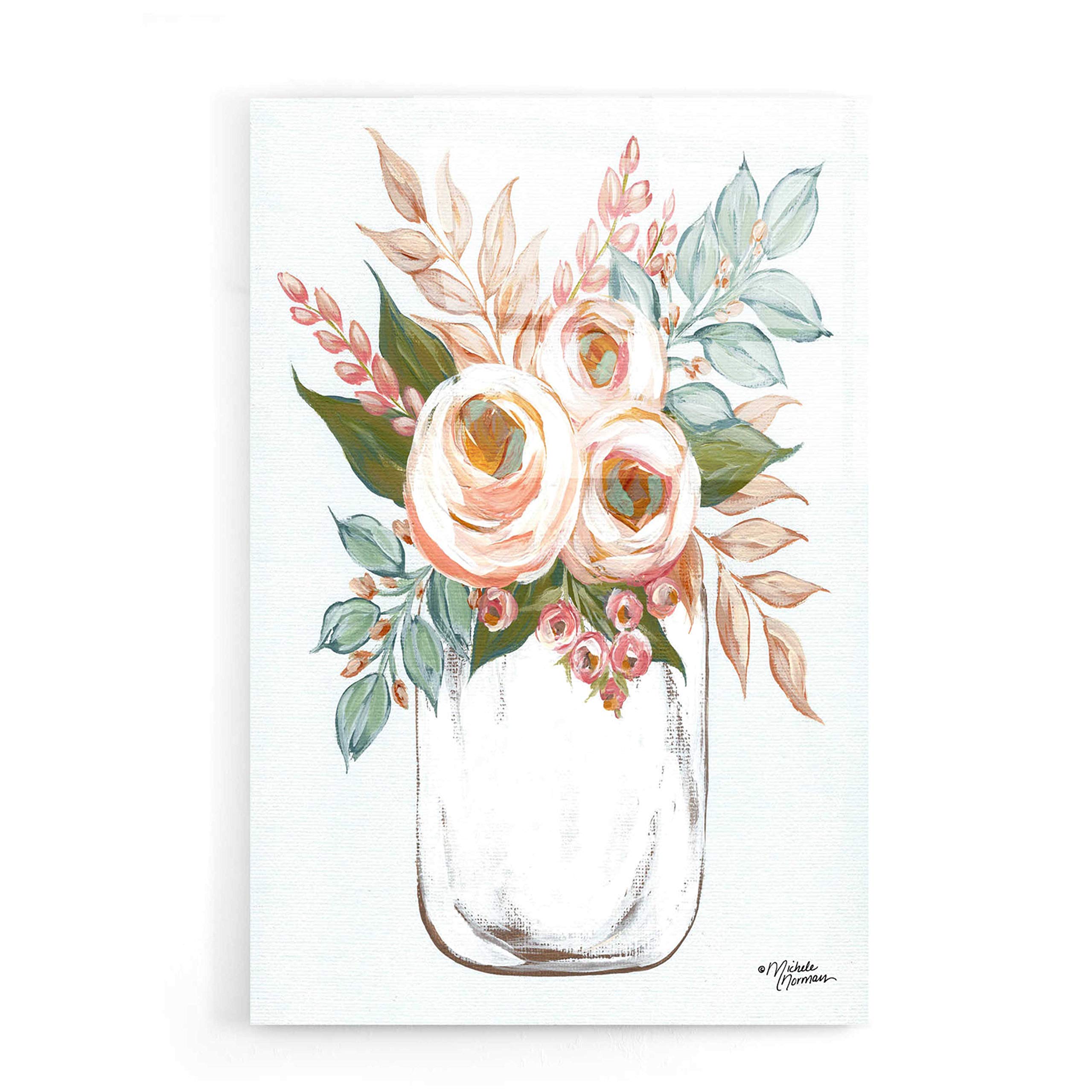 Epic Art 'Floral Jar' by Michele Norman, Acrylic Glass Wall Art, 16"x24"