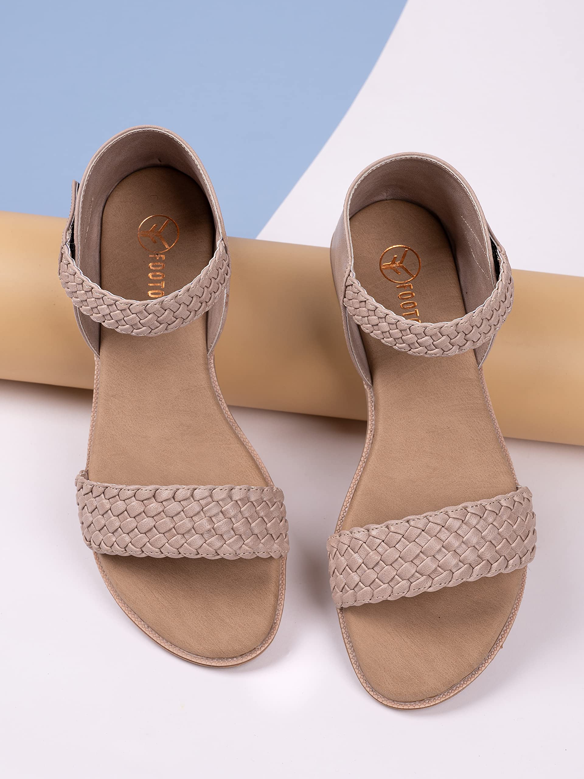 Footons Women's Comfortable Stylish Designer Daily/Casual/Office/Ethinic Sandals for Women Beige 3