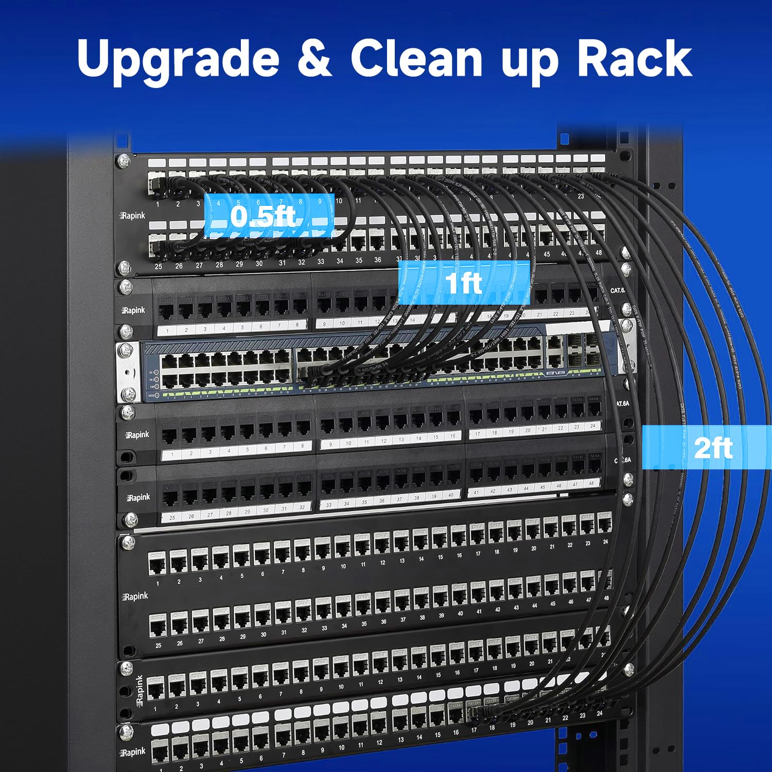 JOSTORT - Cat 8 Ethernet Cable,1.5FT (5 Pack) Outdoor&Indoor Heavy Duty High Speed Internet Network Wire, 40Gbps 2000Mhz SFTP RJ45 Patch Cord,Professional LAN Cable Shielded in Wall, for Router/Modem 4