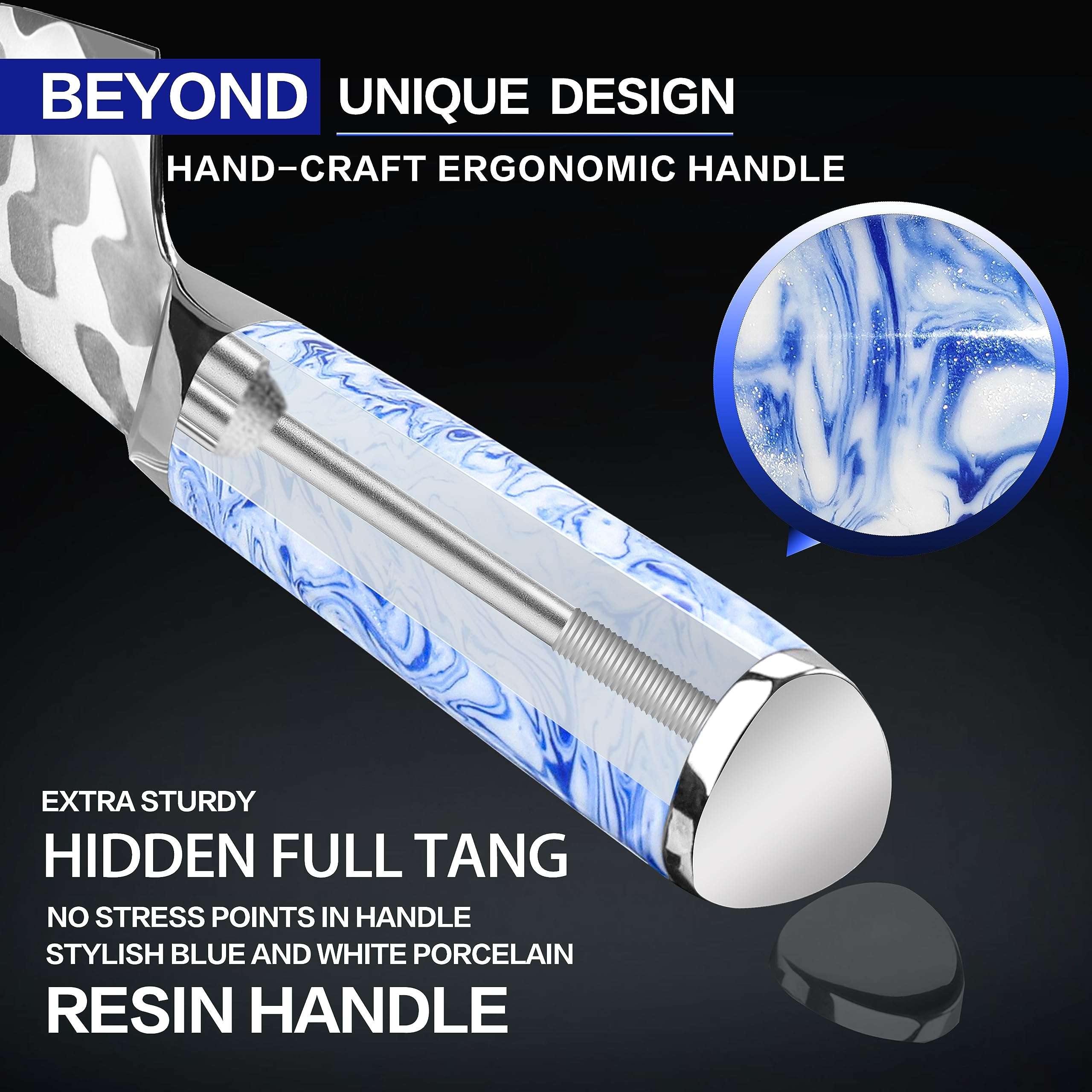 WILDMOK Chef Knife 8 Inch, Ultra Sharp Japanese Kitchen Knives - 7 Layers 10Cr15CoMoV Clad Steel Chef's Knife with Ergonomic Resin Handle 4