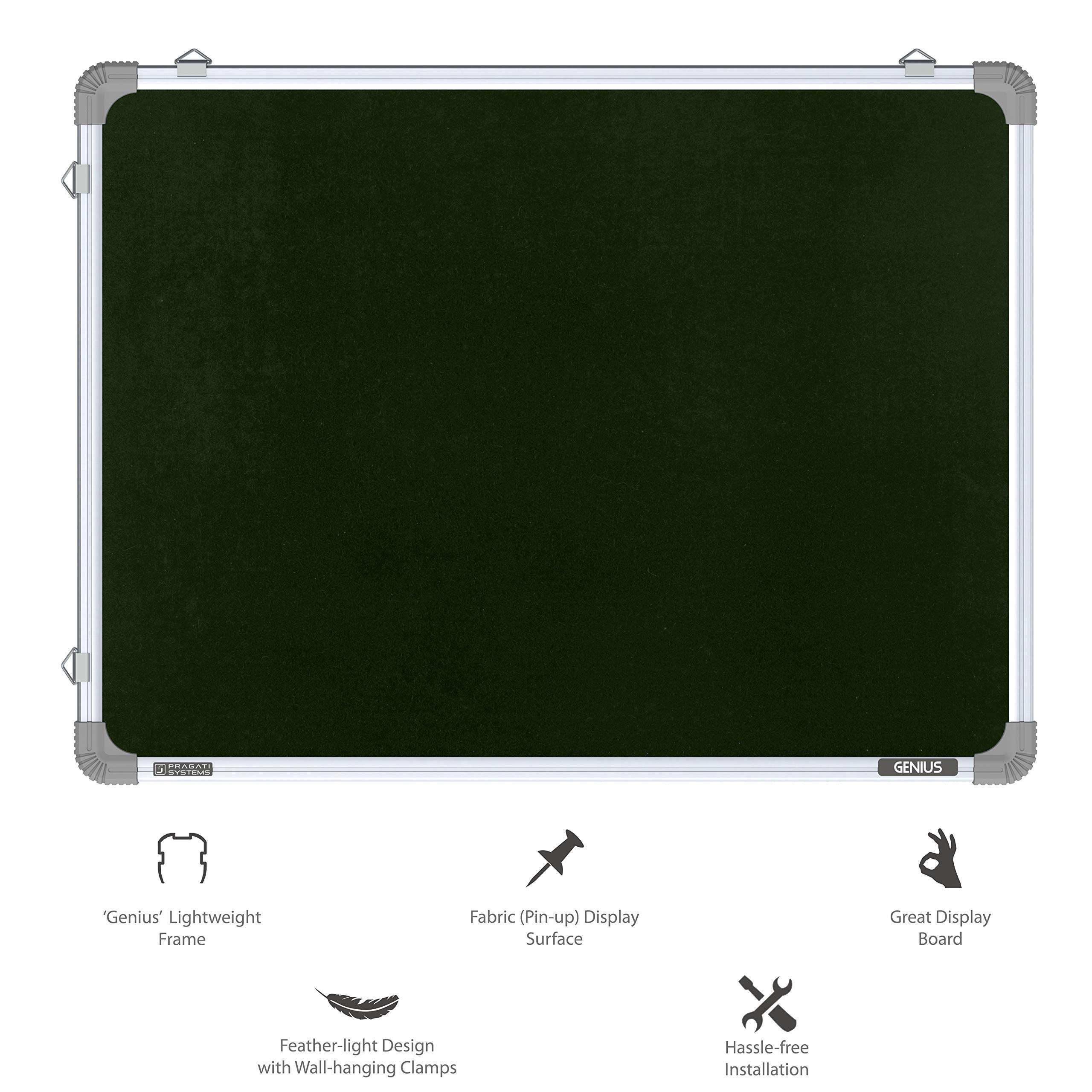 Pragati Systems® Genius Pin-up Display Board for Home, Kids, Office & School (GPUG4560), Lightweight Aluminium Frame, 1.5x2 Feet, Green (Pack of 1) 6