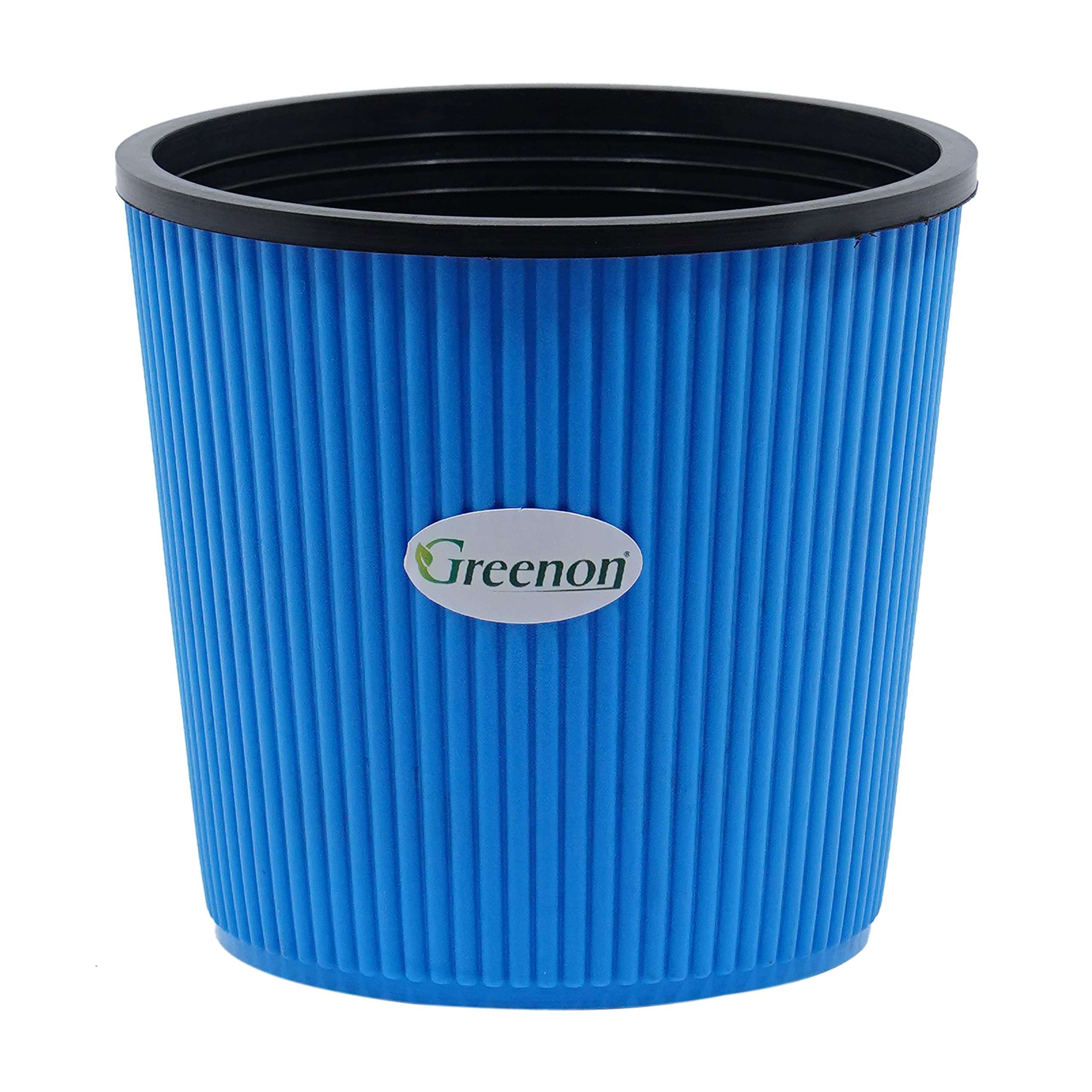 GREENON 5 Inch Small Plant Pot | Pack of 5 | Self Water | Blue Outer and Black Inner | Best for Countertop and Tabletop, Balcony | Non-Fadable Planter | Virgin Plastic Gamla | Blue 5 2