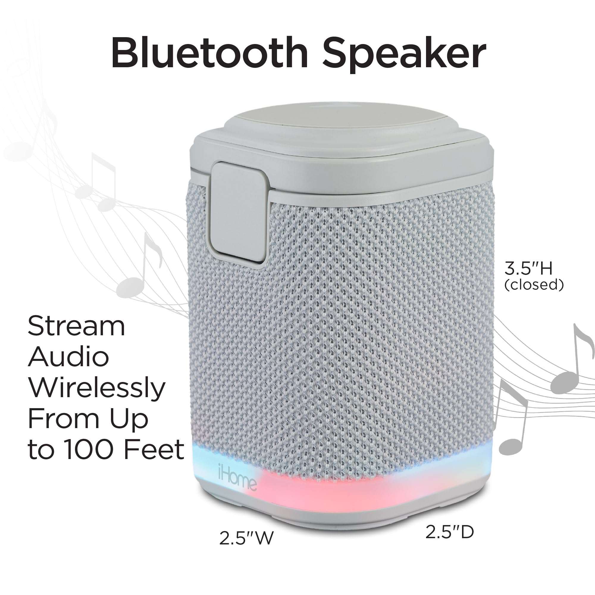 iHome Bluetooth Speaker with Wireless Charger, Charging Station with Color Changing Night Light - Gray (iPBT50G) 6