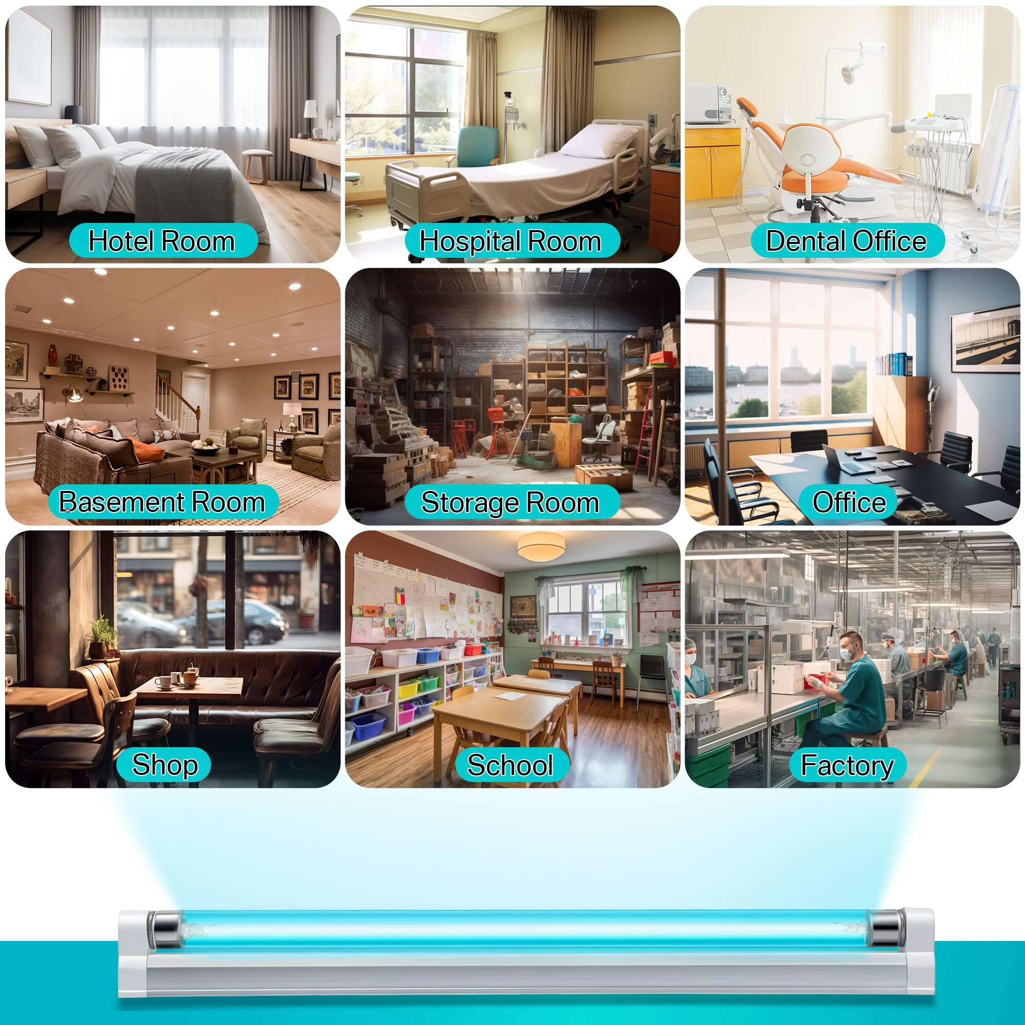 Qualirey 1 Pack UV Light with Ozone, 110V UVC Double Germicidal Lamp Including ON/Off Switch Cord and Plug, 253.7nm Wavelength UVC Lamp with Connector and Screw Tools for Closet Shoe Cabinet (8w) 5