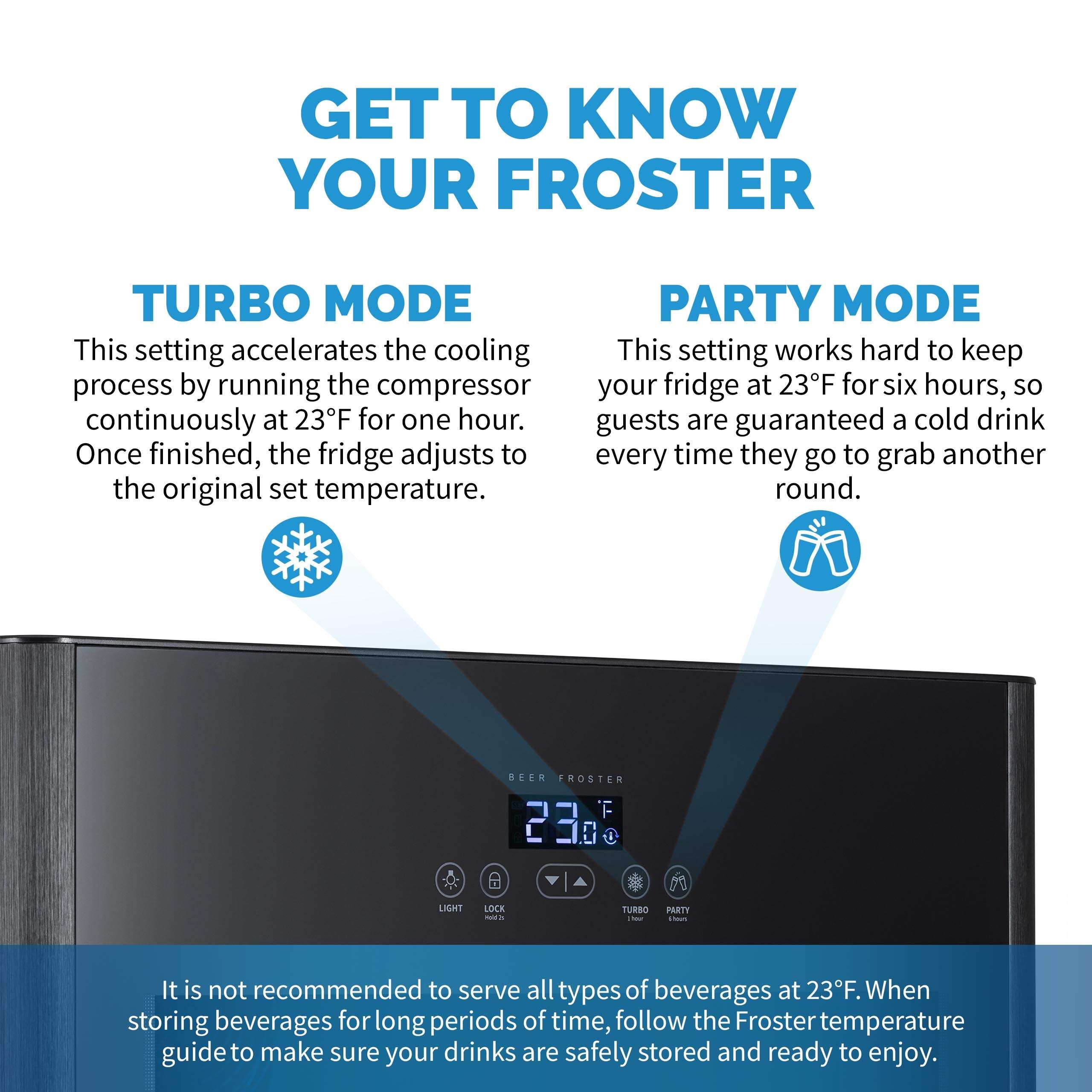 NewAir 125 Can Beer Froster, Mini Fridge, Small Drink Dispenser Machine, Freestanding Beer Freezer, Refrigerator and Cooler in Black - Frosts Drink to 23F, for Office or Bar with Adjustable Shelves 4