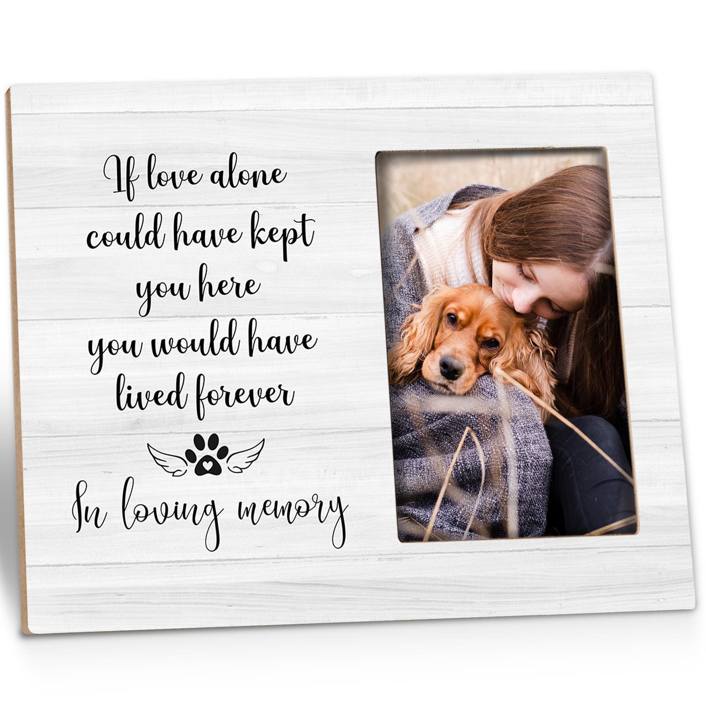 Kneaotoaji Dog Memorial Picture Frame - Pet Memorial Gifts for Dogs, Loss of Dog Sympathy Gift, Dog Frames for Pictures Memorial, In Loving Memory Frame for Tabletop or Wall Hanging 4x6 Photo