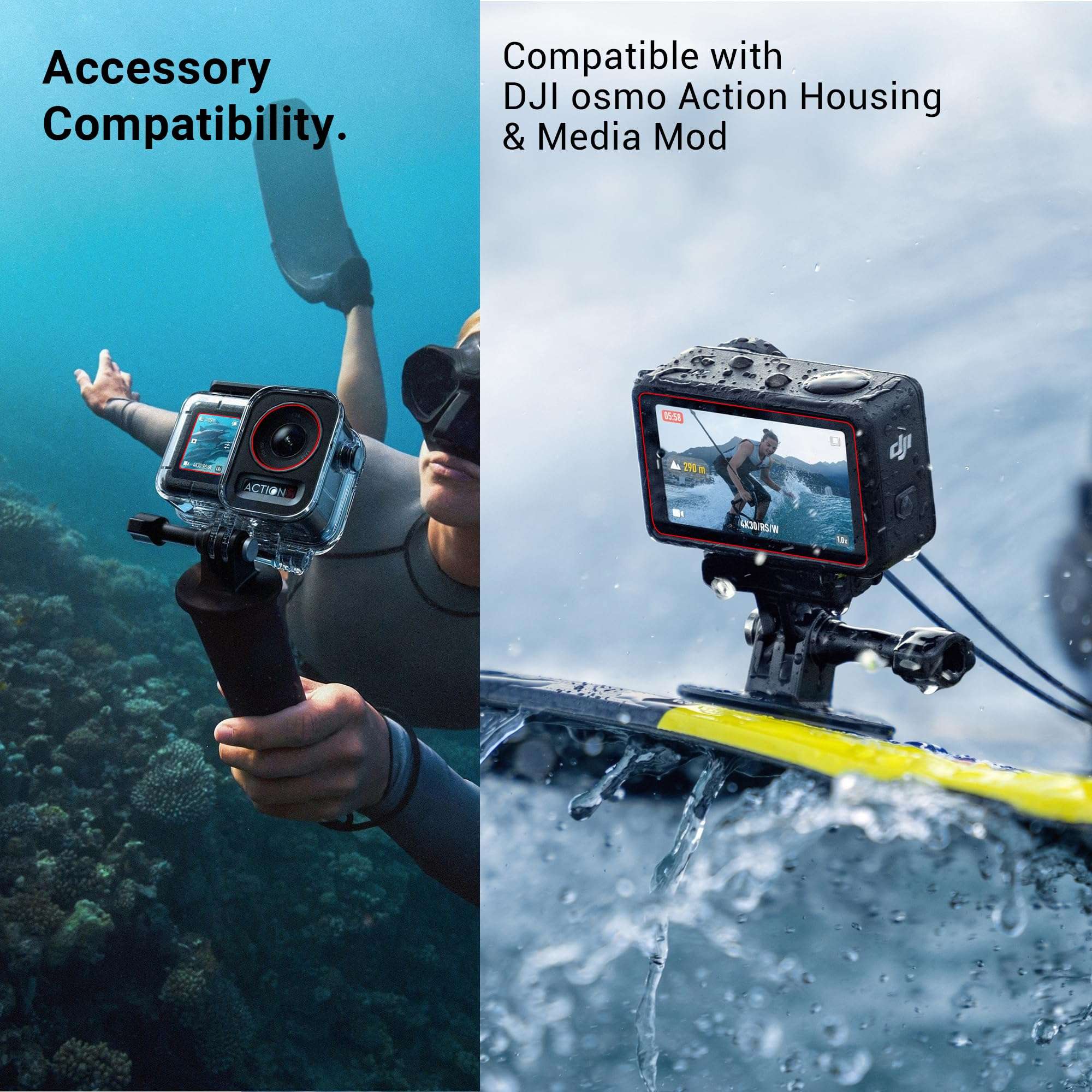 CYNOVA DJI Osmo Action 5 Pro Accessories Kit, Include DJI Osmo Action 5 Case, Action 5 Pro Screen Protector and Silicone Lens Cap, Anti-Scratch, Anti-Collision, Anti-Dust, All-Round Protection 6