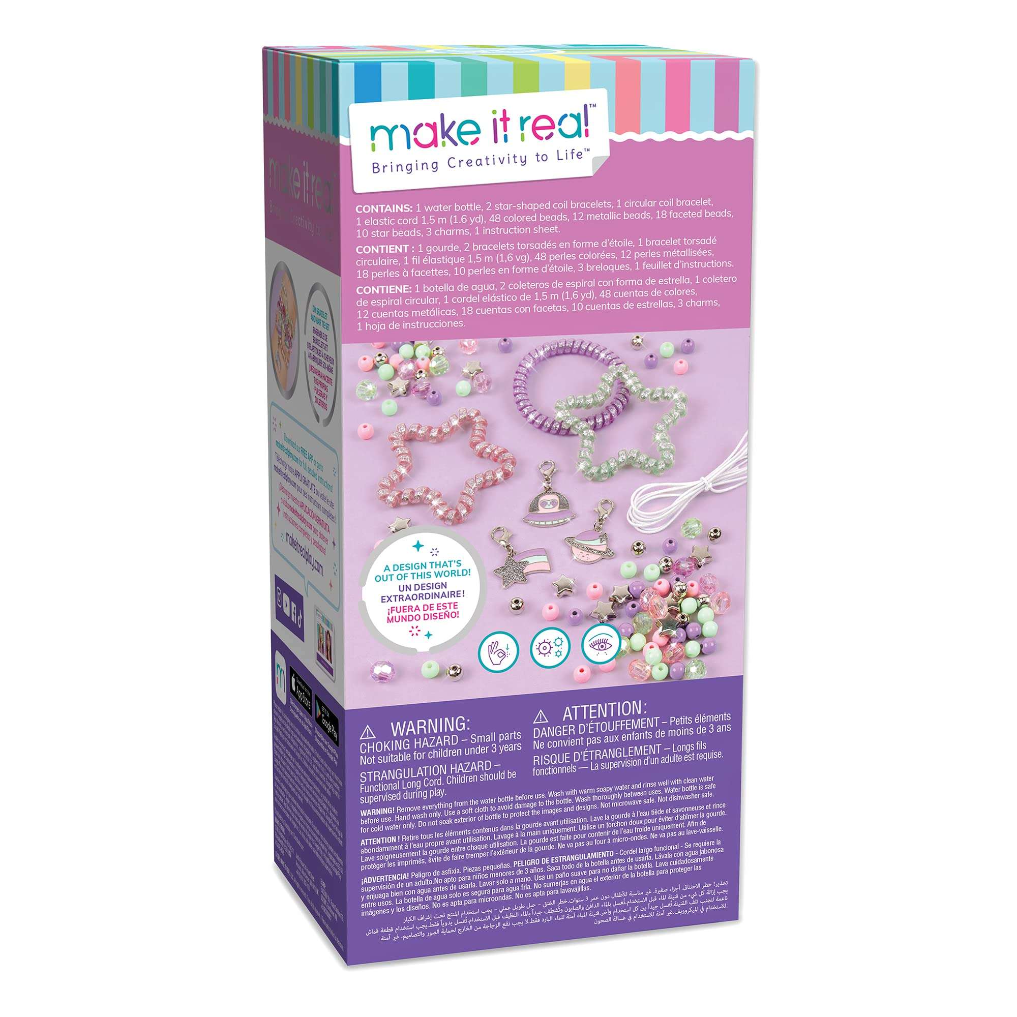 Make It Real - Sparkly Spiral Bracelets - DIY Charm Bracelet Making Kit - Friendship Bracelet Kit with Beads, Charms & Coils - Arts & Crafts Bead Kit for Girls - 70 Piece Kit - Makes 5 Bracelets 2