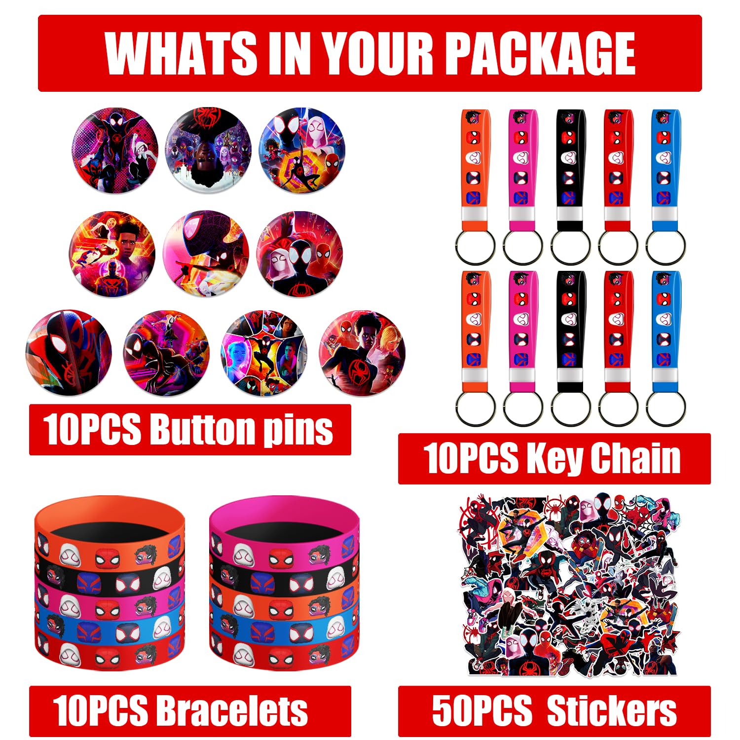 Singult 80 Pcs Movie Party Supplies, Movie Birthday Party Supplies Include 10 Keychains, 10 Movie Bracelet, 10 Badge, and 50 Stickers for Movie Birthday Party Decorations 6