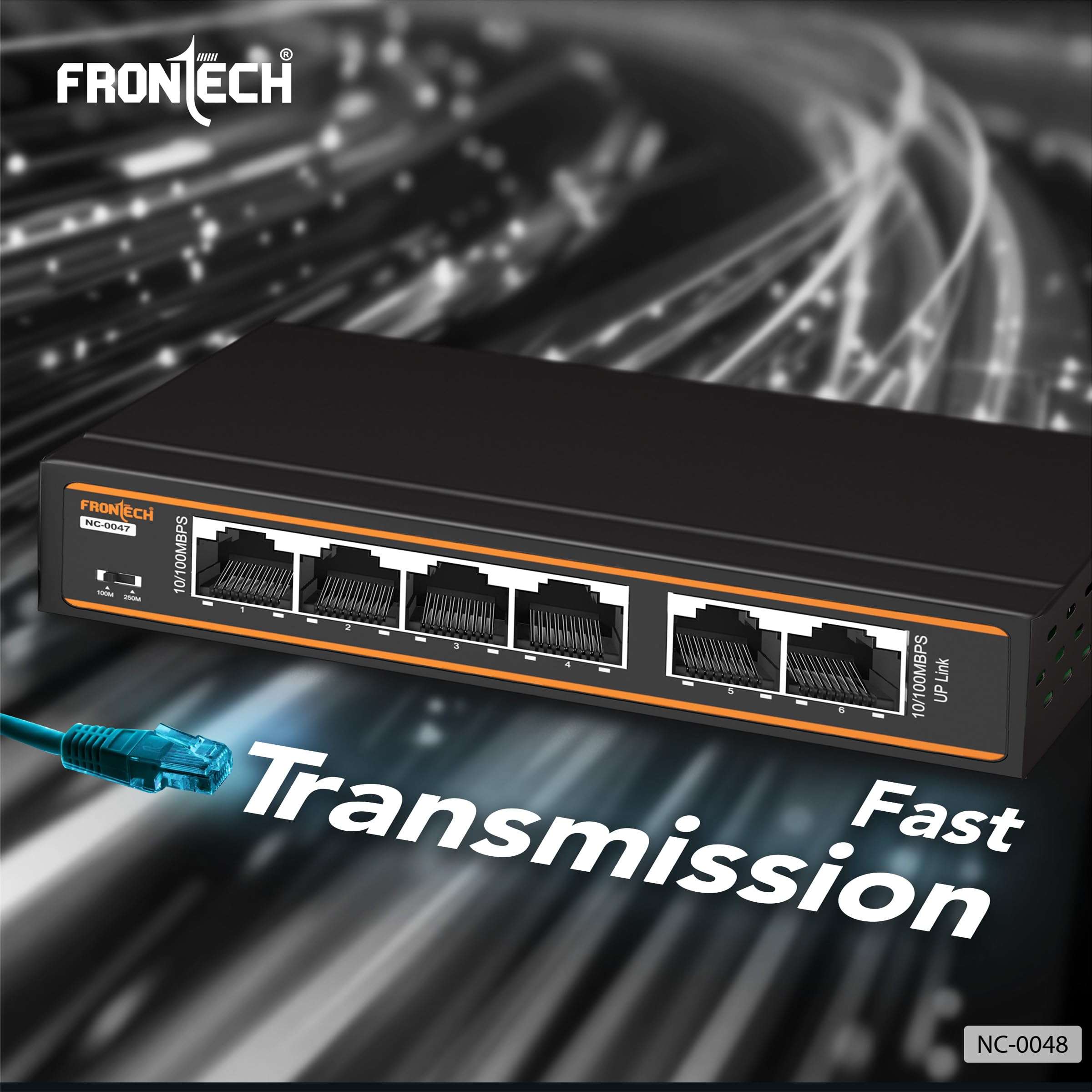 Frontech 8 Port PoE+ Switch with 2 Uplink Ports, 120W PoE Budget, Fast Transmission, Plug & Play, Wall Mount, 2-Year Warranty (NC-0048) 5