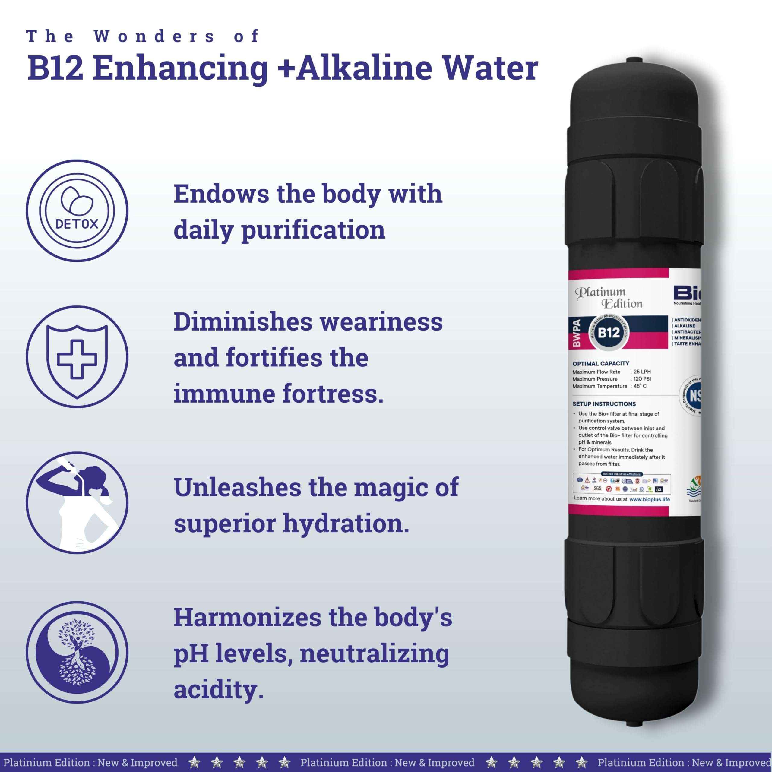 Bio+ B12 Water Filter: Enhance B12 Absorption, Improve Digestion, and Enjoy Refreshing Water - NSF Certified, 10,000L Capacity 4