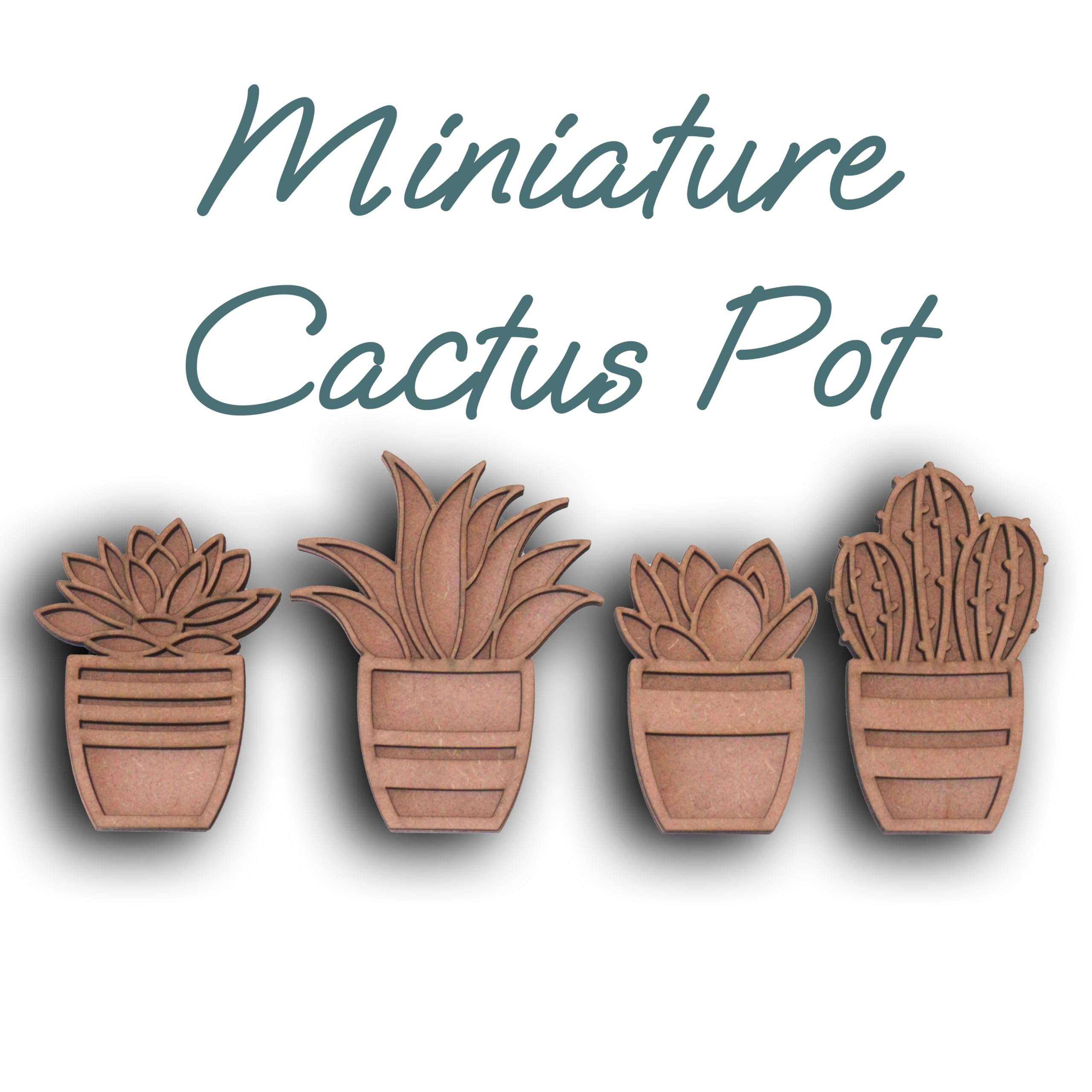 ZROSY Small MDF Double Layer Cactus Pot for Painting, Fridge Magnet and Resin Art. 3