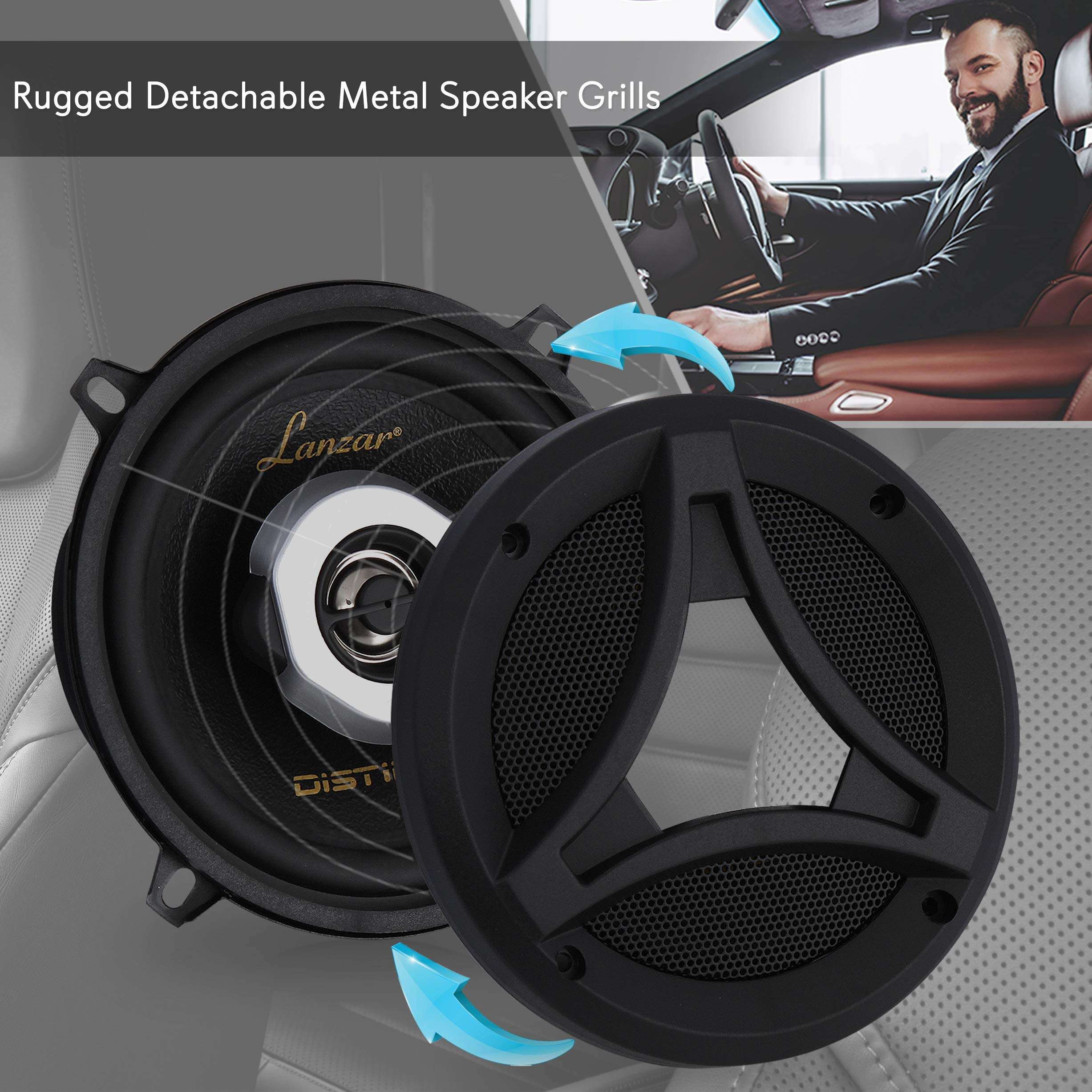 Lanzar Distinct 5.25” -in. Car Stereo Speaker Pair | 2-Way Pro Audio Component Speakers | Universal OEM Replacement | 160 Watt MAX (DCT5.2) 4