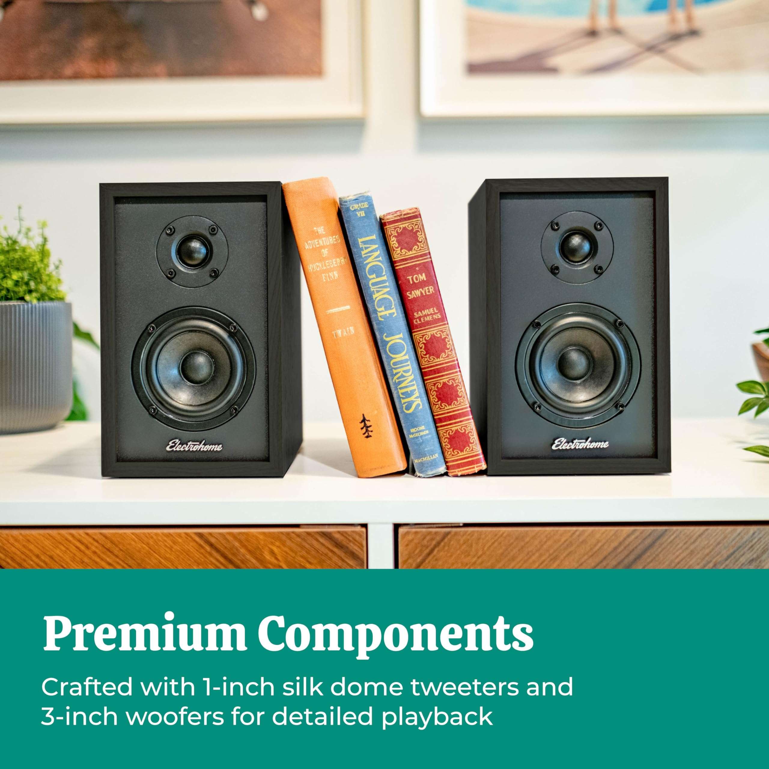 Electrohome Berkeley 2.0 Stereo Powered Bookshelf Speakers with Built-in Amplifier and 3" Drivers for Turntable, TV, PC and Wireless Music Streaming Featuring Bluetooth 5, RCA and Aux (EB20B) 5