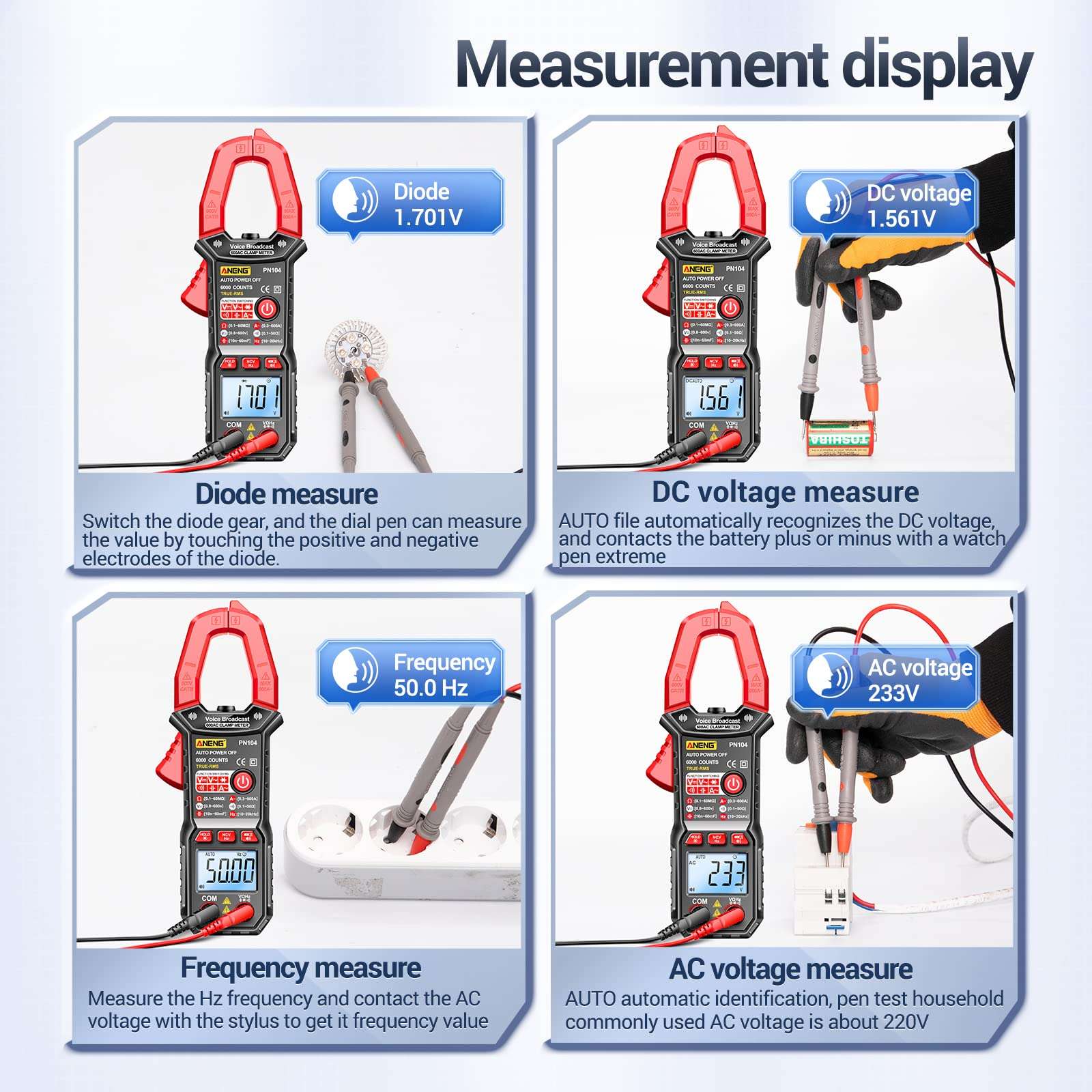 CHENZILIN Smart-Voice Broadcast Multimeter Current Resistance Capacitance-Diode NCV-Hz Duty-Cycle Detect Meter 6000 Counts 6