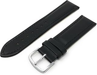 Men's Genuine Italian Leather Watchband Chronograph Style Black 22mm Watch Band