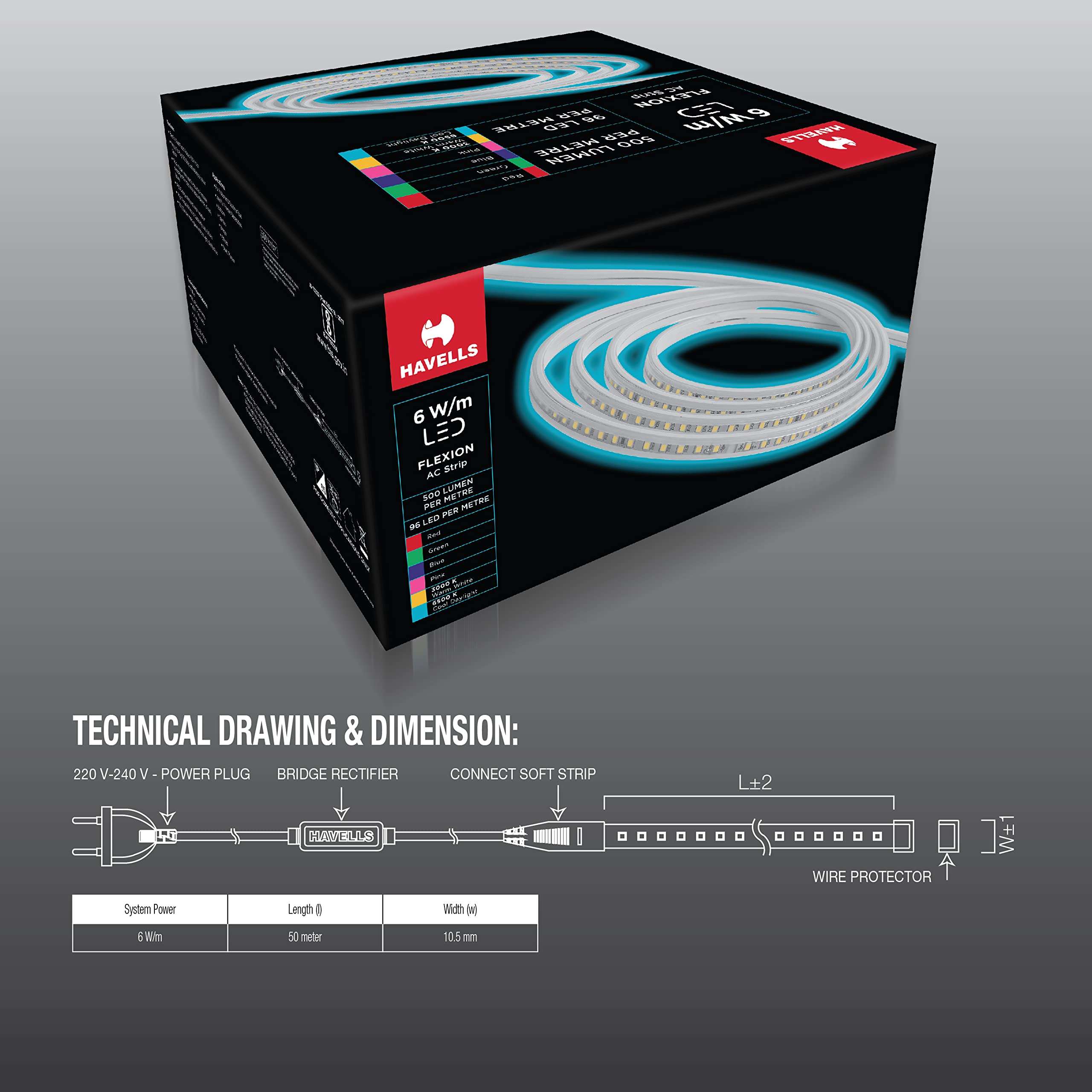 Havells Flexion LED AC Rope 96DStrip Blue IP65 4