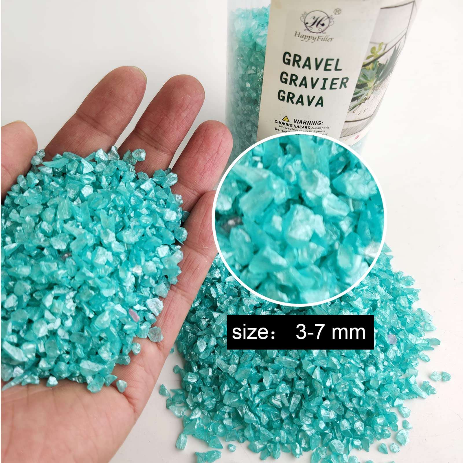 1.35 LB Crushed Glass,Epoxy Resin Art Broken Pieces,Terrarium Succulent Gravel Planter Soil Cover Gravel,also Air Plant Mini Rock,Crafts Projecting,Vase Filler,Candle Holder Decor,Pacific Blue 4