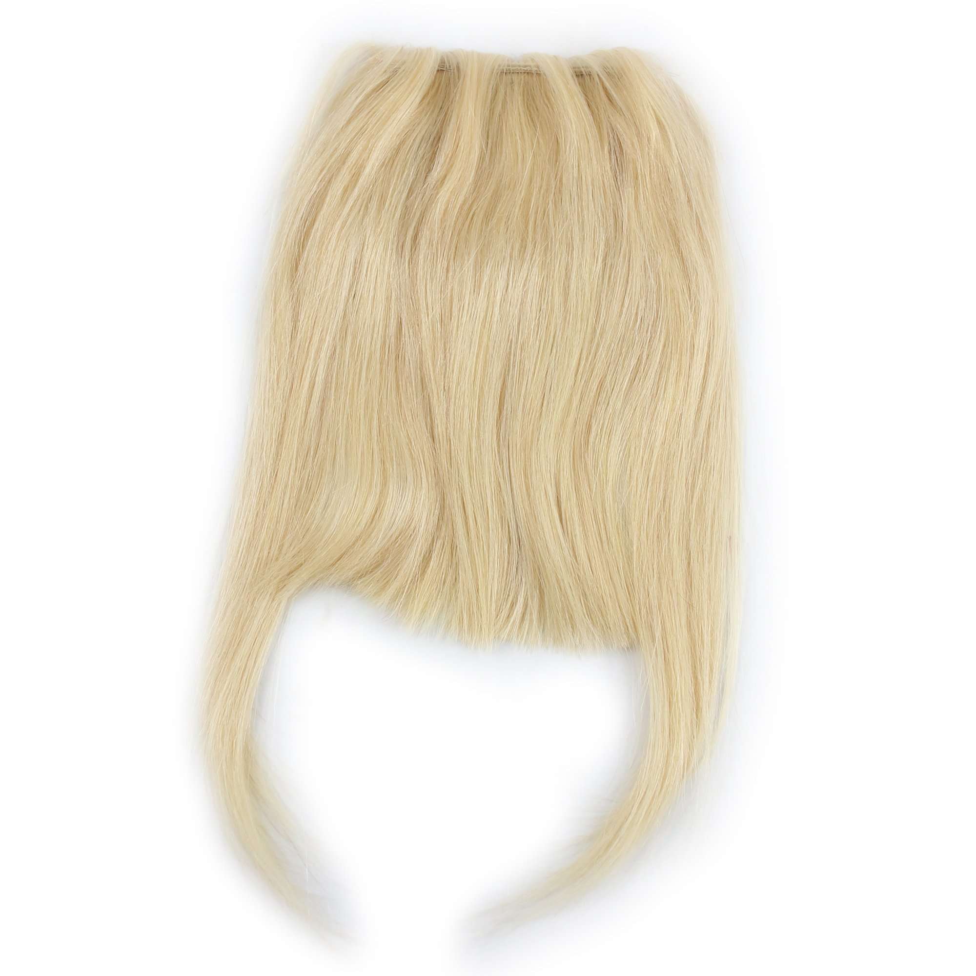 #613 Bleach Blonde: Sinoart Human Hair Front Clip-In Hair Bangs Full Fringe Short Straight Brazilian Virgin Human Hair Hairpieces Extensions For Women 6-8Inch (#613 Bleach Blonde) 5