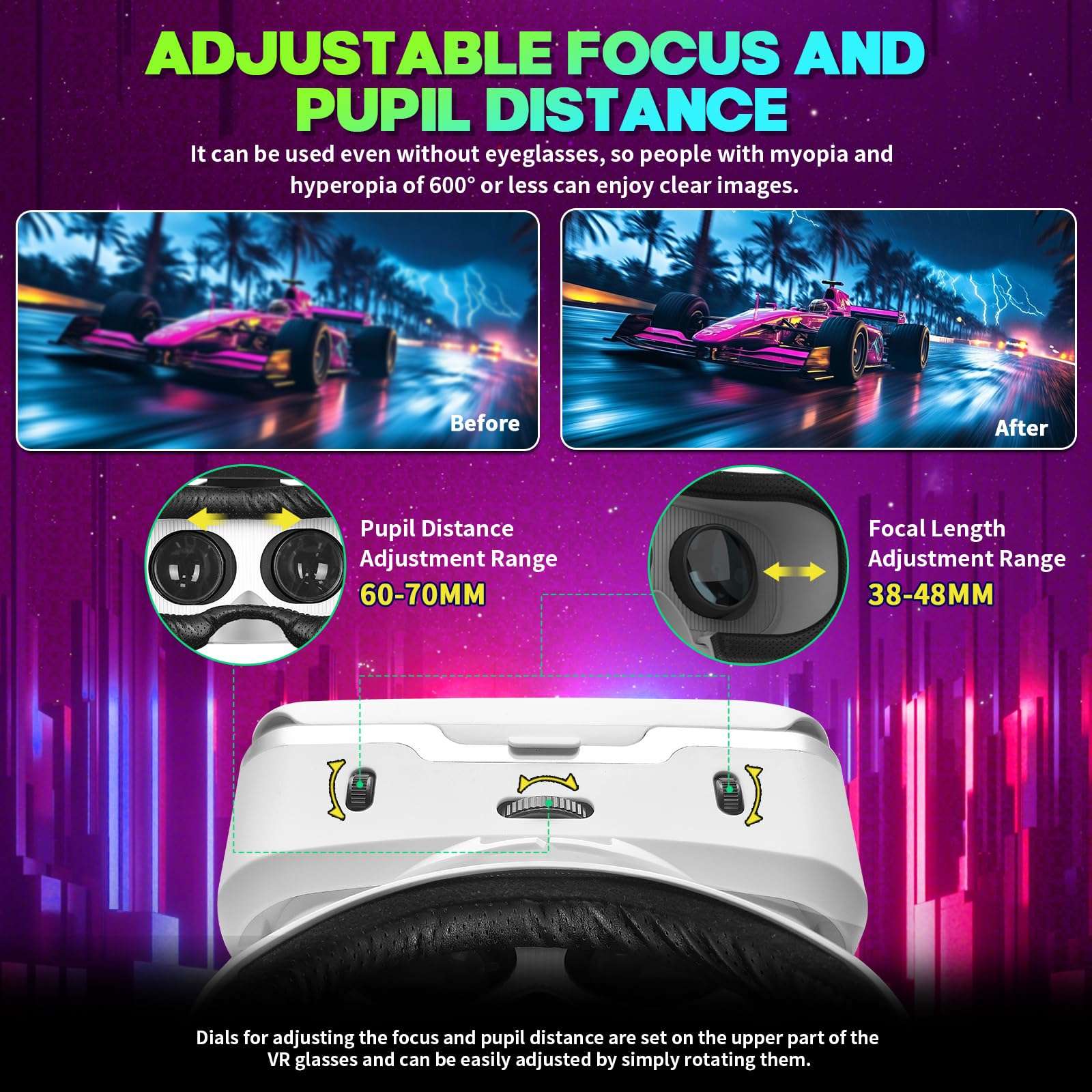 VR Headset for Smartphones with Bluetooth Controller, 4. 7-7-inch Aspheric Optical HD Lens Mobile VR Headset，Adjustable Focusand and Eye Width,Good Heat Dissipation 6