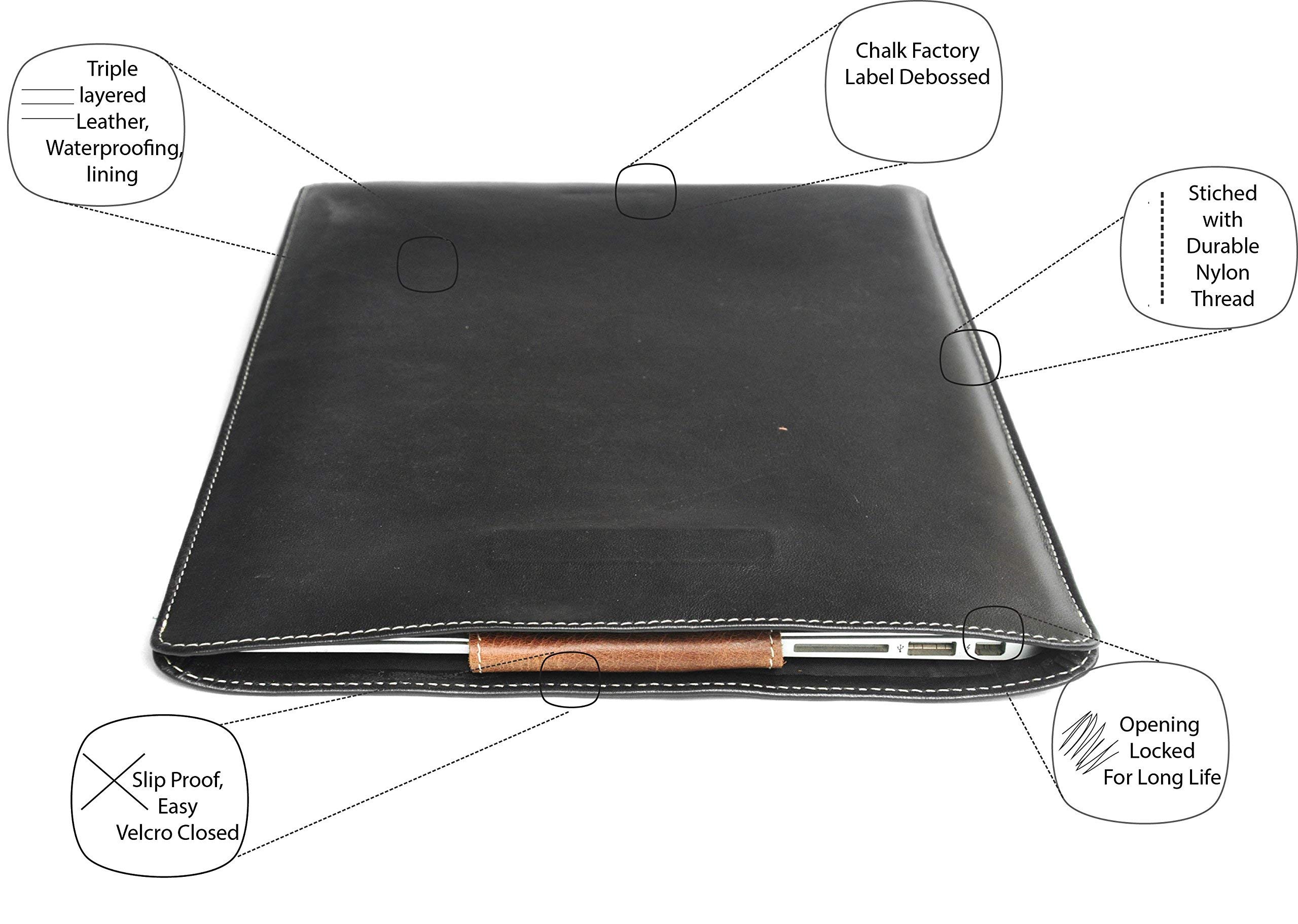 Chalk Factory Leather Sleeve, Protective Case for Galaxy Tab S7 | S7+ Tablet #ALM : Black 3