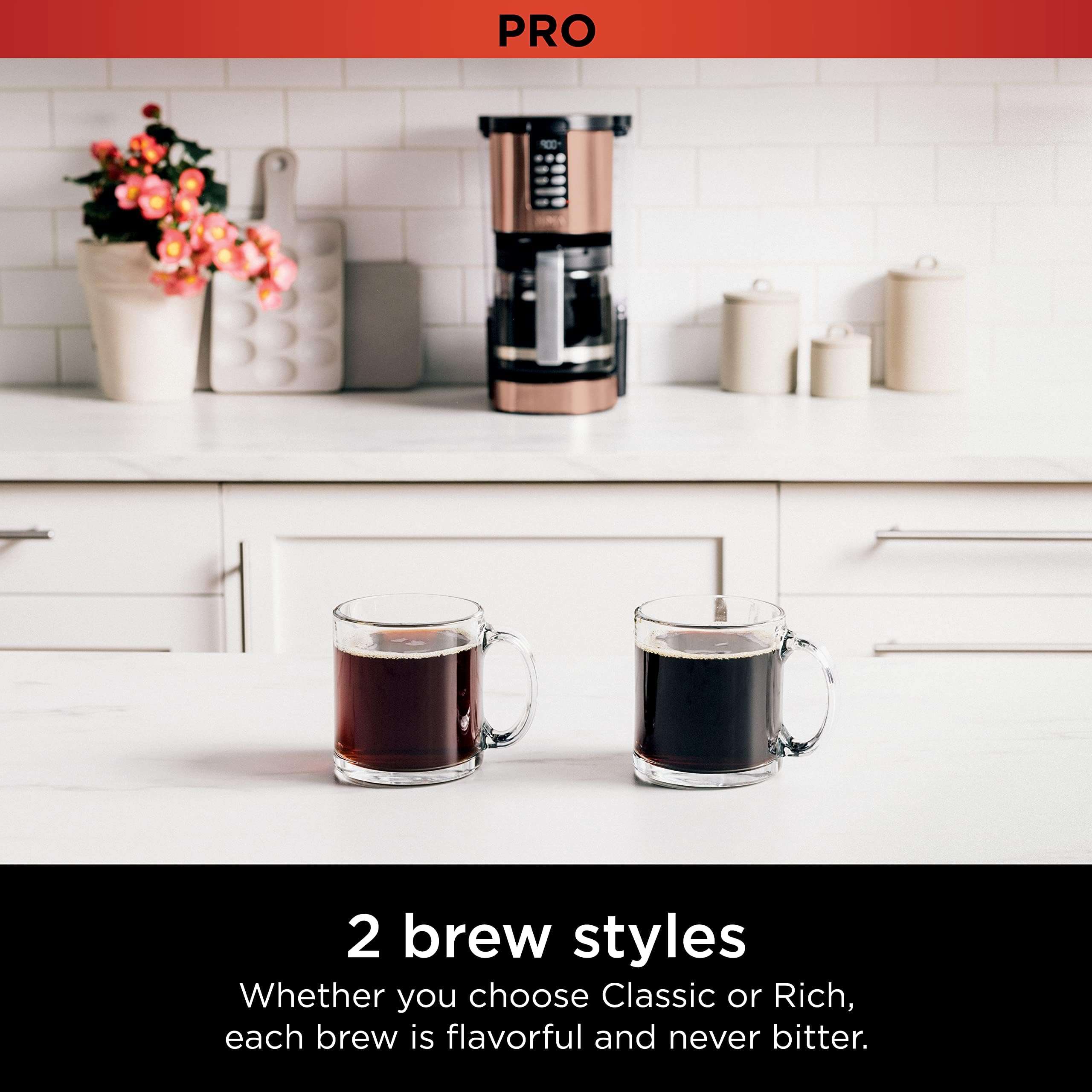 Ninja Programmable XL 14-Cup Coffee Maker PRO with Permanent Filter, 2 Brew Styles Classic & Rich, Delay Brew, Freshness Timer & Keep Warm, Dishwasher Safe, Copper, DCM201CP 3