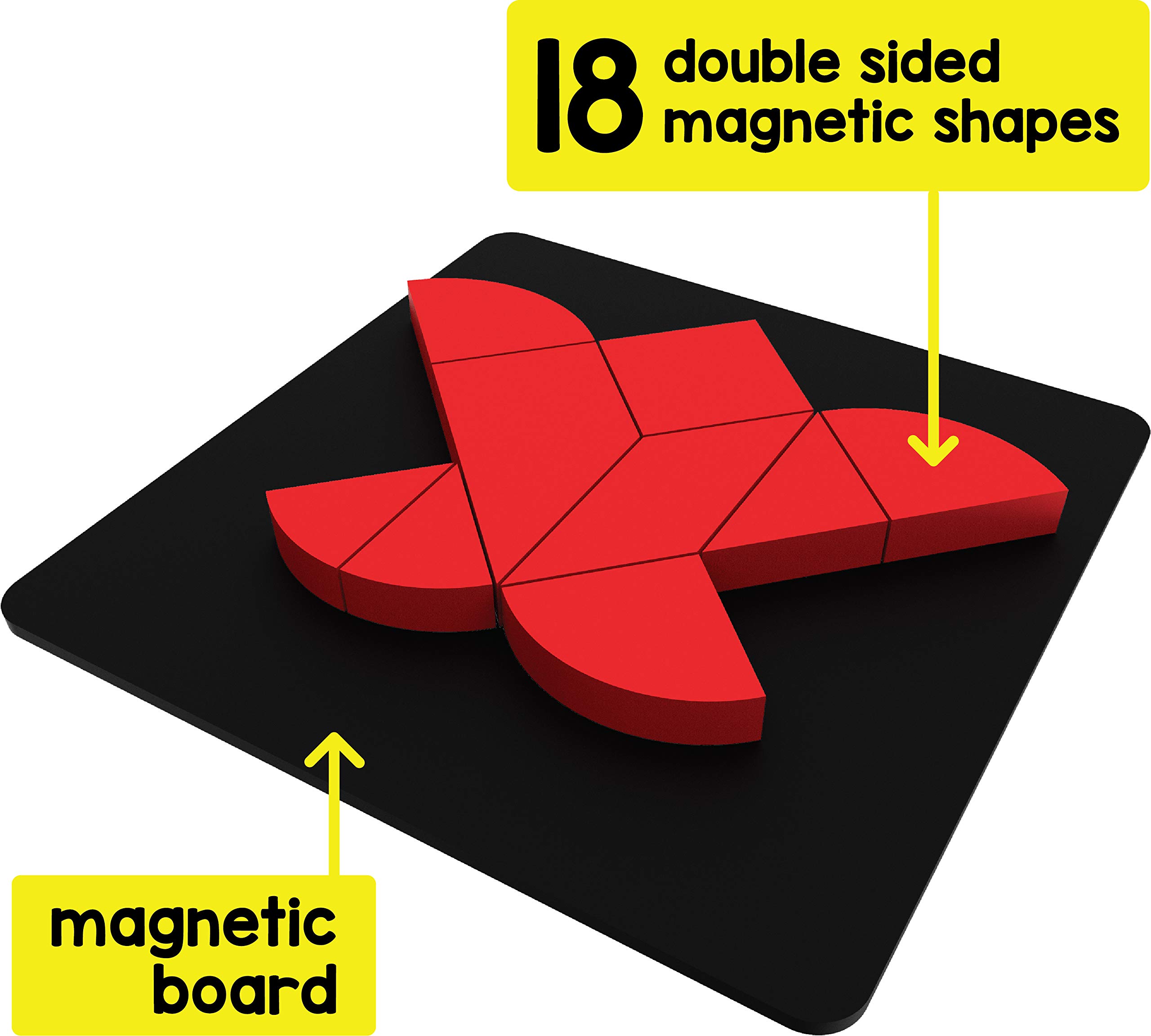 Magnetic Brain Games - with 18 double sided magnetic shapes, Magnetic board, 112 puzzle book, 112 solution book 3