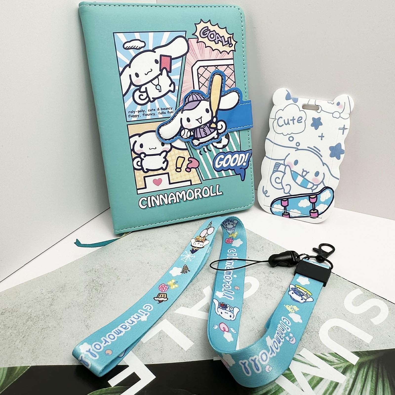 Cute White Dog Notebook Kit with a Badge Holder and Lanyard for Girls, Hardcover Notebook Stationery Gifts for Kids Students, Office School Supplies Planner 4