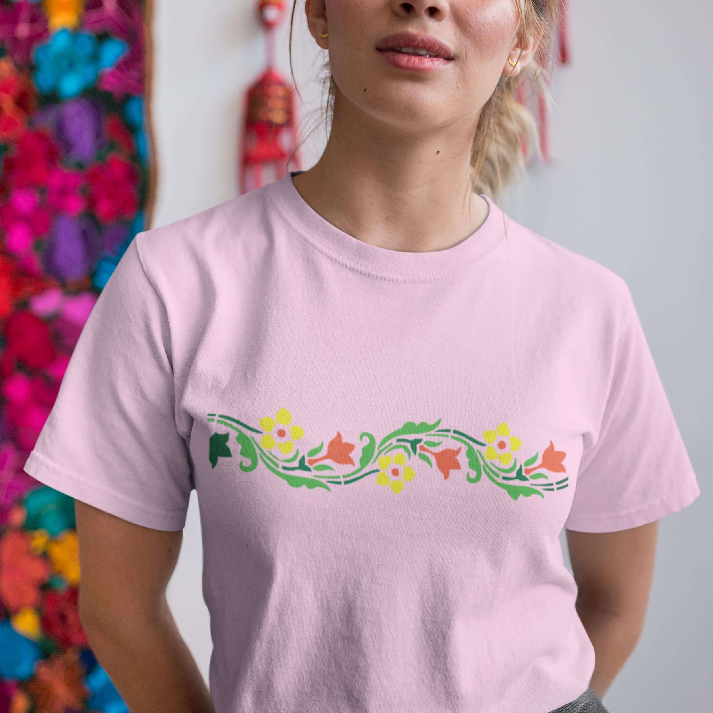 SWAGSTION Border Stencils Designs for Painting - Border Stencil -4x8 Inches - Reusable DIY Stencils for Albums Card Making and Fabric Wall Painting - Border Stencil for Art and Craft 3