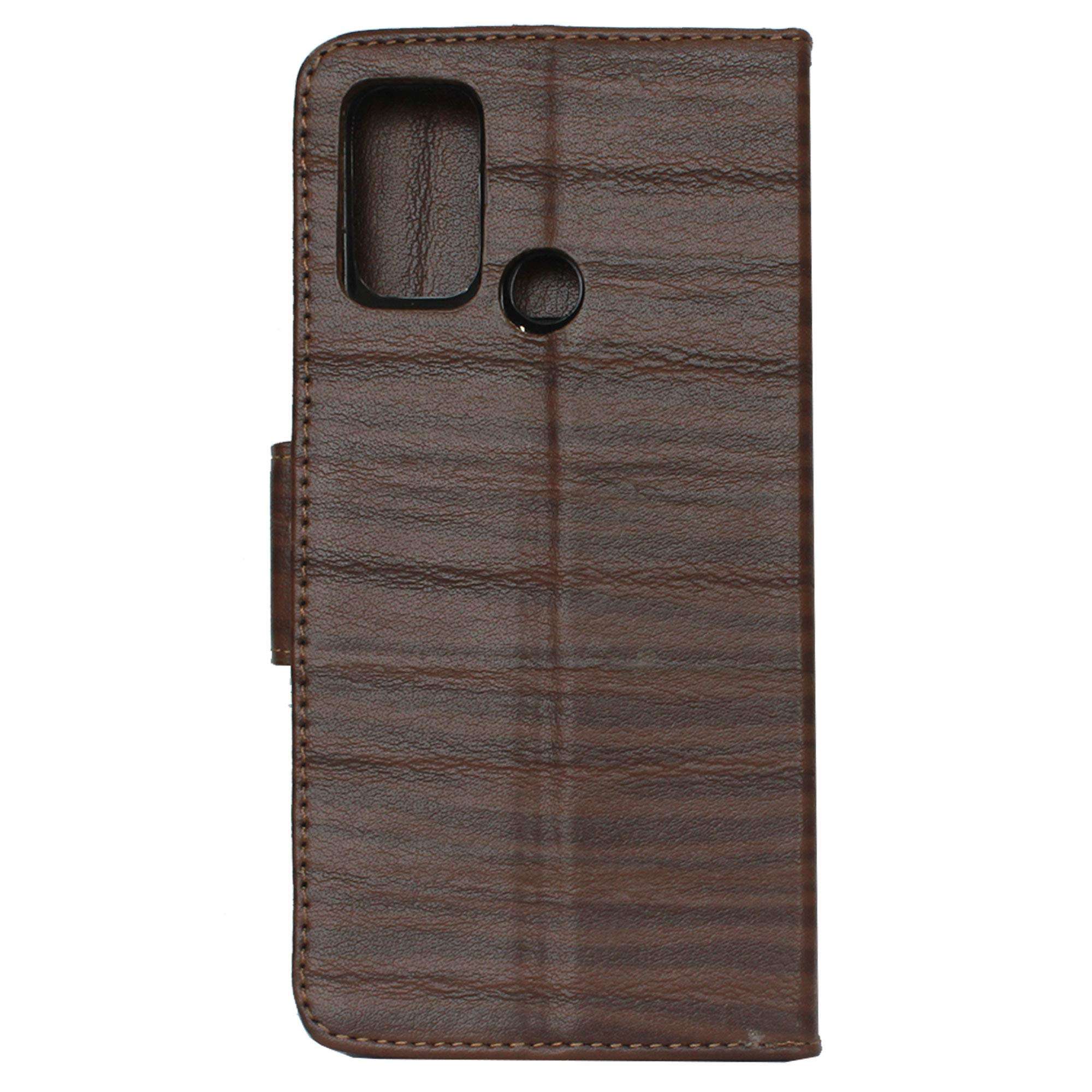 KBV Stylish Leather Flip Cover Card Holder Case for Oppo A53 (Walnut Brown) 4