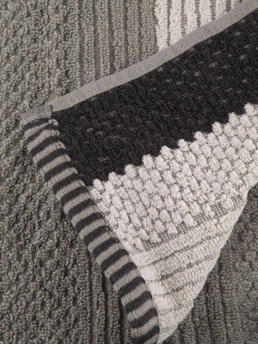 Turkish Bath Cotton Premium Stripe 500 GSM Solid Bath Towel (Grey) 5