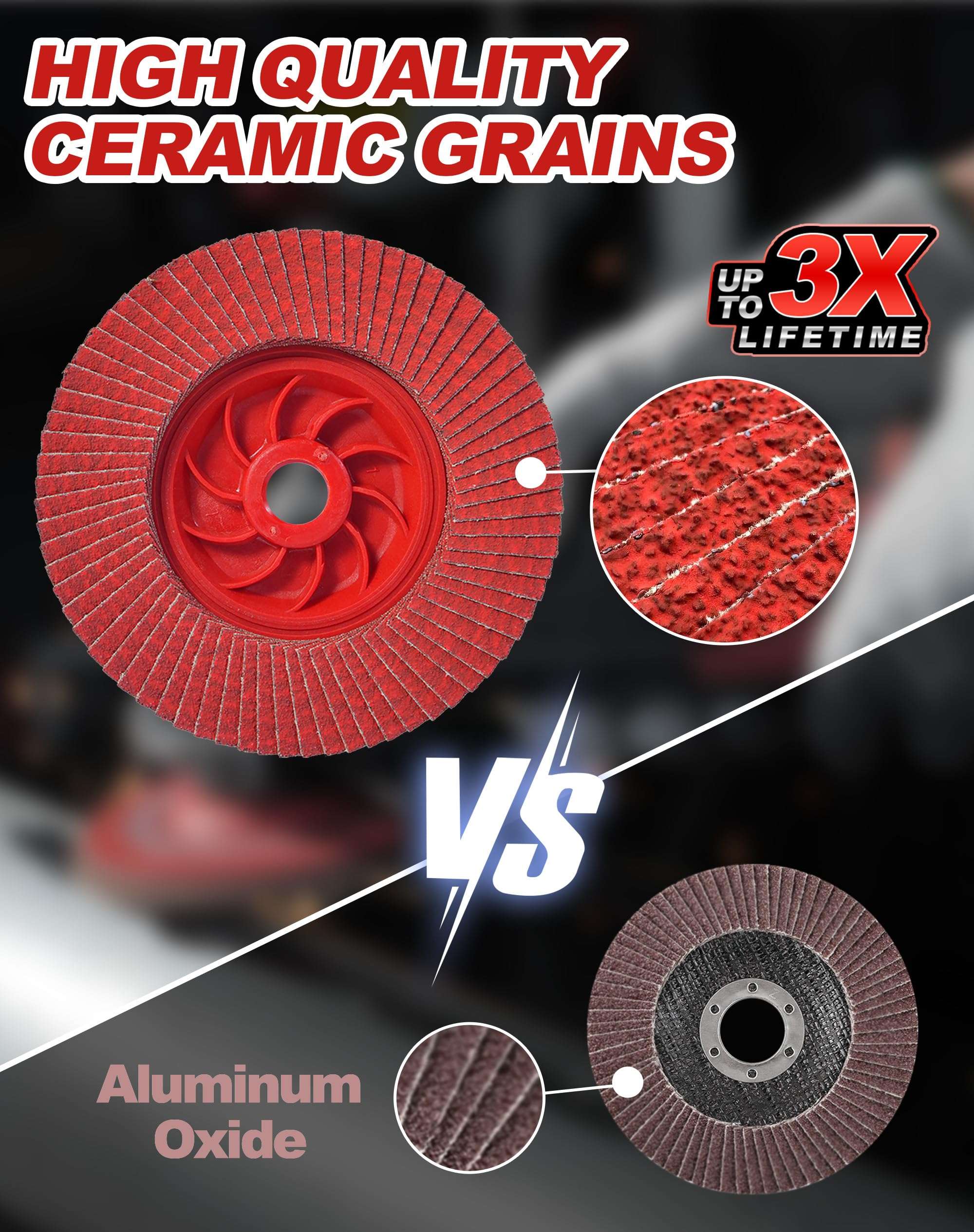 EZARC High Density Version & Ceramic Grain Flap Discs 80 Grit 4