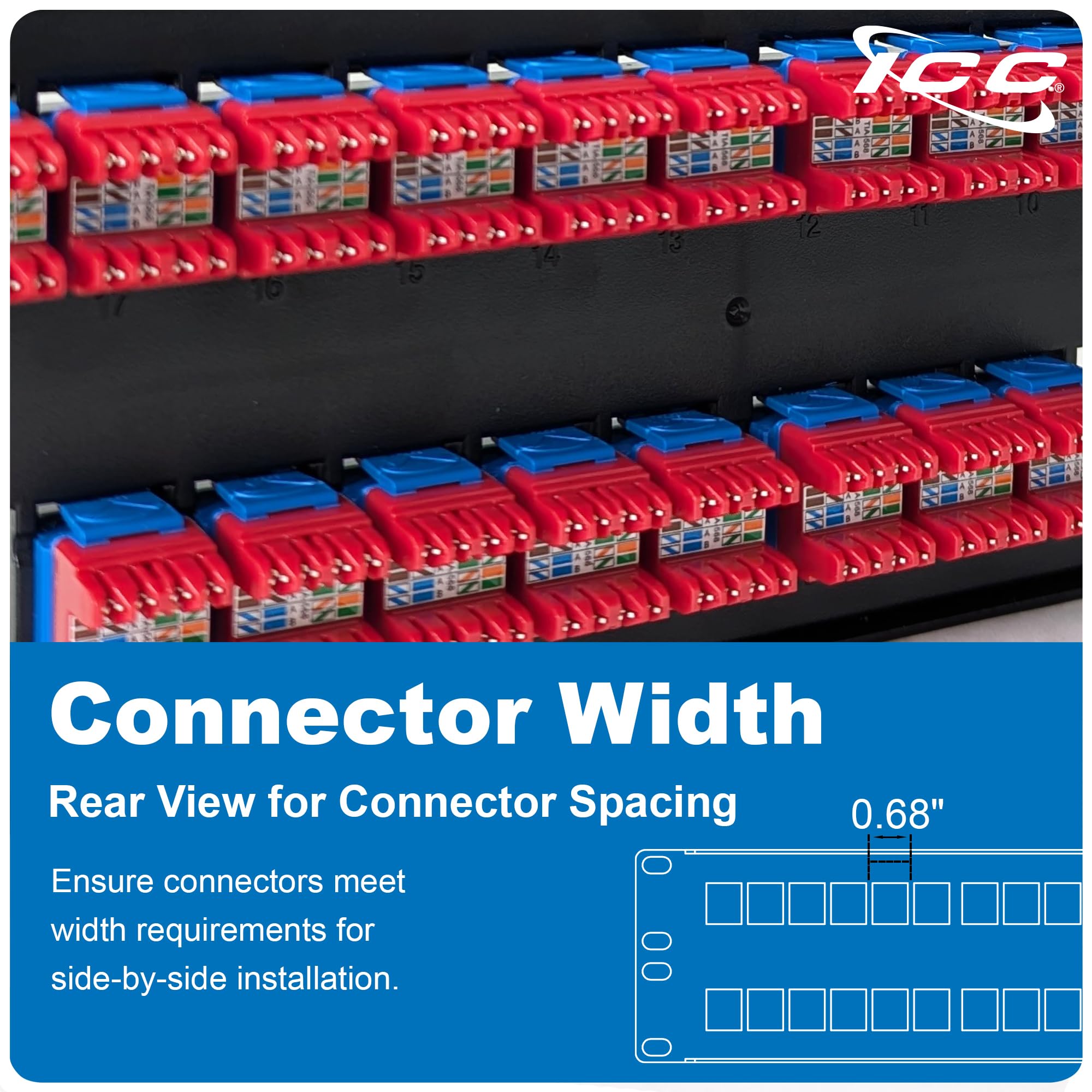 ICC 48 Port Blank Keystone 2U Patch Panel with 19” Metal Rackmount Housing for Slim Profile Keystone Jacks (Sold Separately), UL Listed, IC107BP482 6