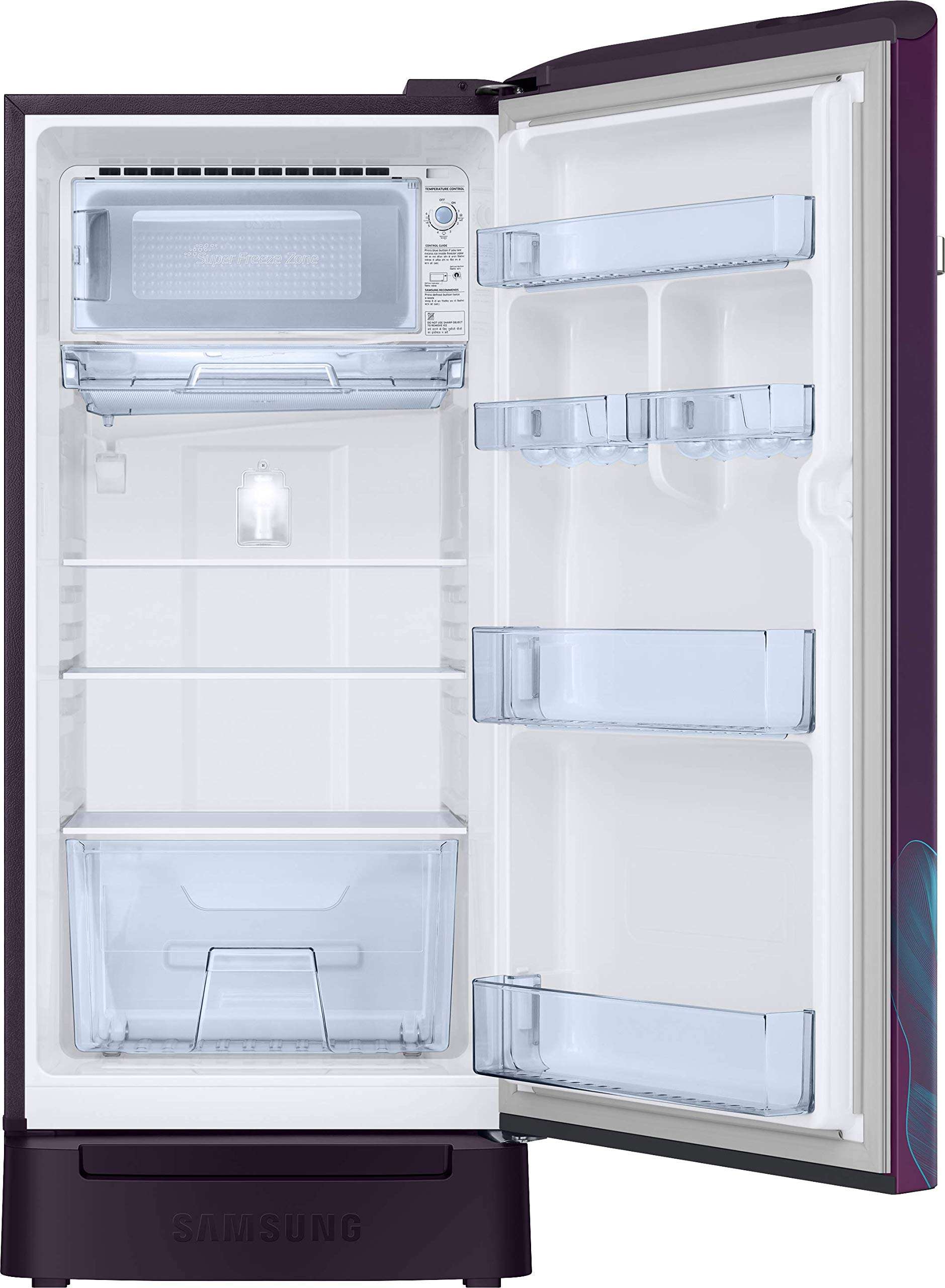 Samsung 198 L 5 Star Inverter Direct-Cool Single Door Refrigerator (RR21T2H2W9R/HL, Paradise Purple, Base Stand with Drawer) 5