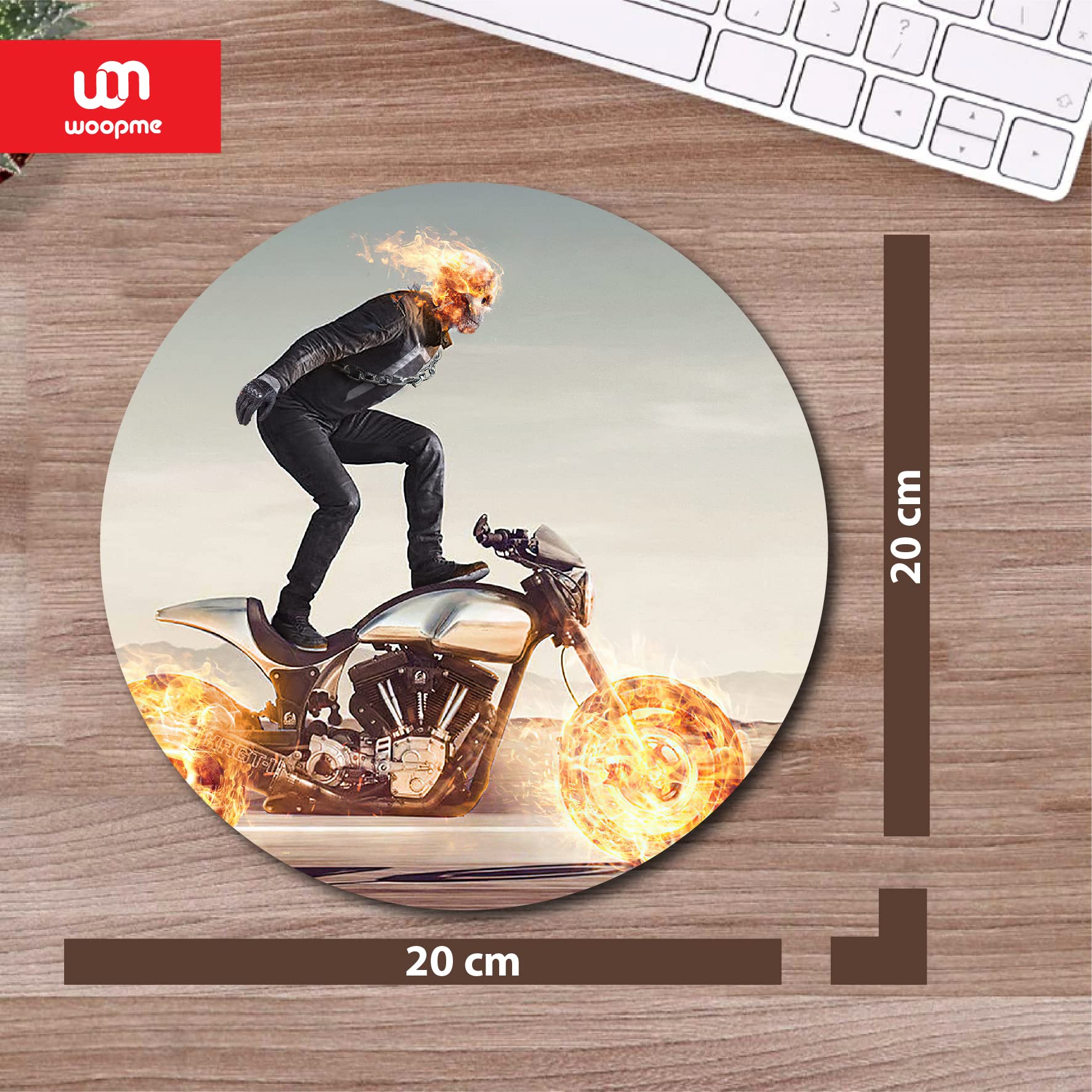 Woopme® Superhero Ghost Rider Mouse Pad Compatible for PC/Laptop/Desktop/Computer Non Slip Rubber Base Mouse Pads Smooth Gaming Multicolored L x H 20 x 20 CMS 4