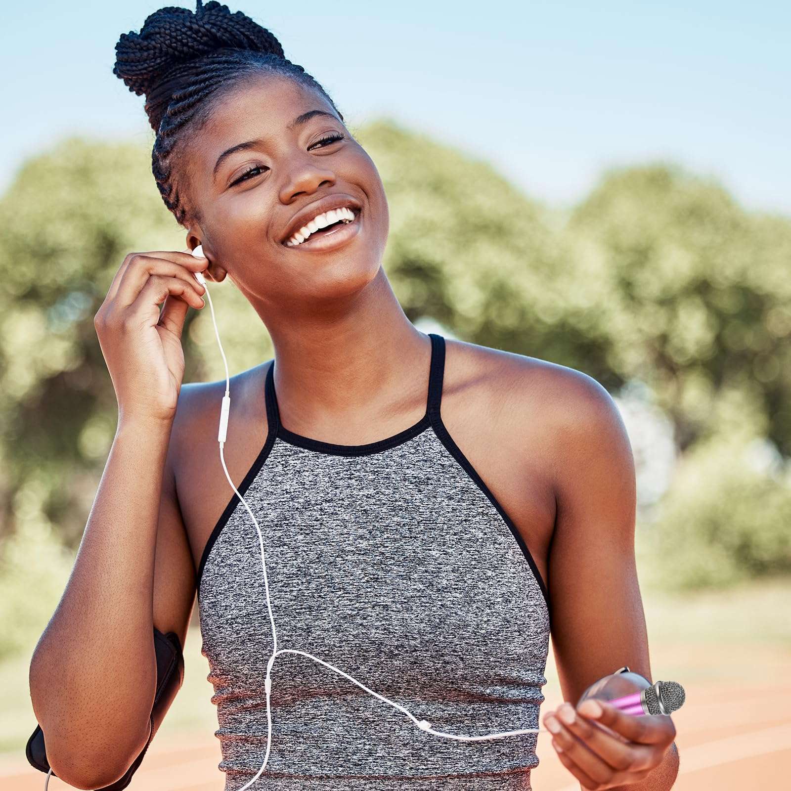 MECCANIXITY 3 Pcs Mini Microphone, Mini Mic Tiny Microphone Phone Type C Mic Small Microphone with Bracket, Sponge Cover, Earphones for Record Phone Voice, Gold/Hot Pink/Blue 6