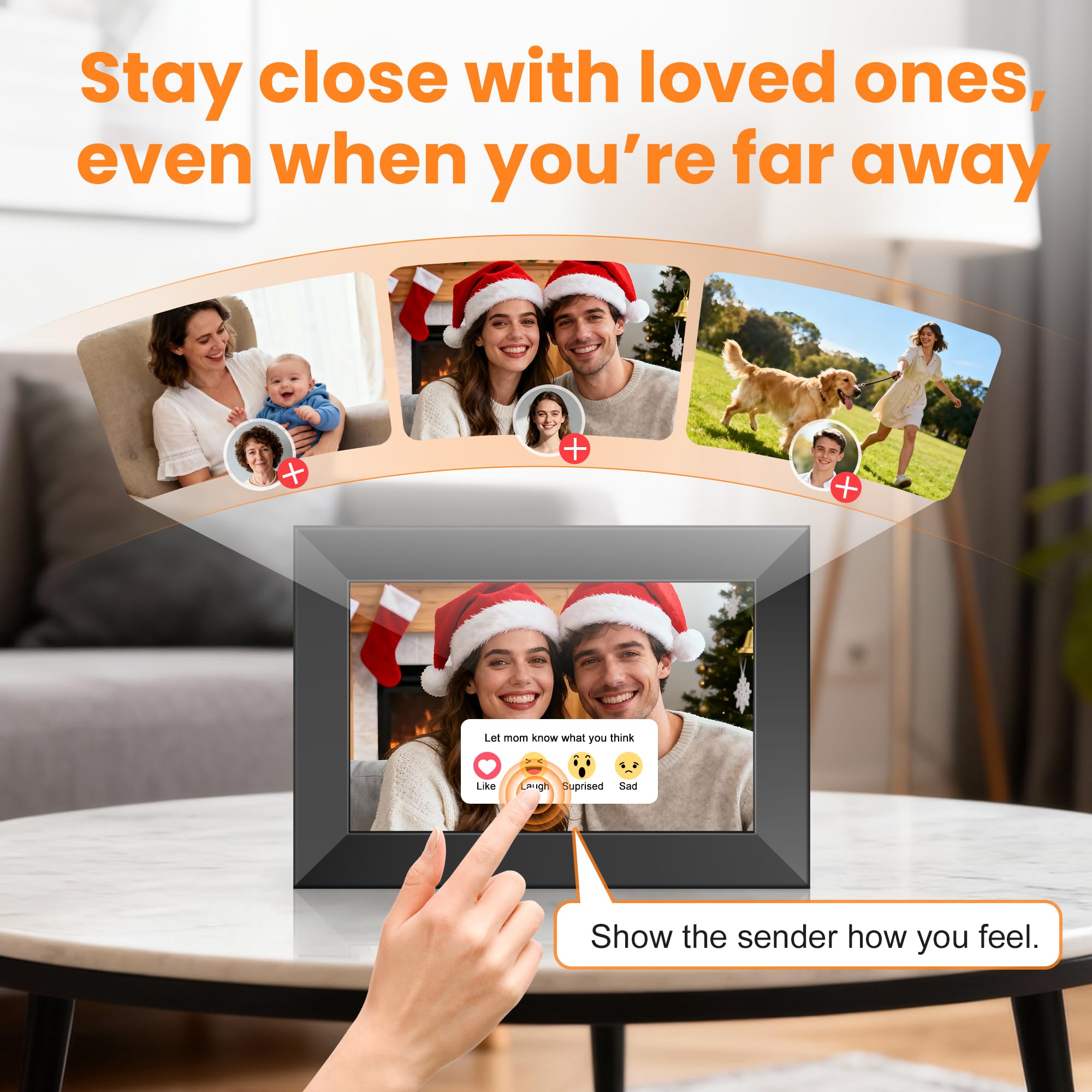 KPCB Tech Magnetic Picture Frames for Refrigerator, 10.1 inch Digital Photo Frames Smart WiFi & App Control, Electronic Picture Frame with 1280x800 HD Touch Screen for Parents, Grandparents, Friends 4