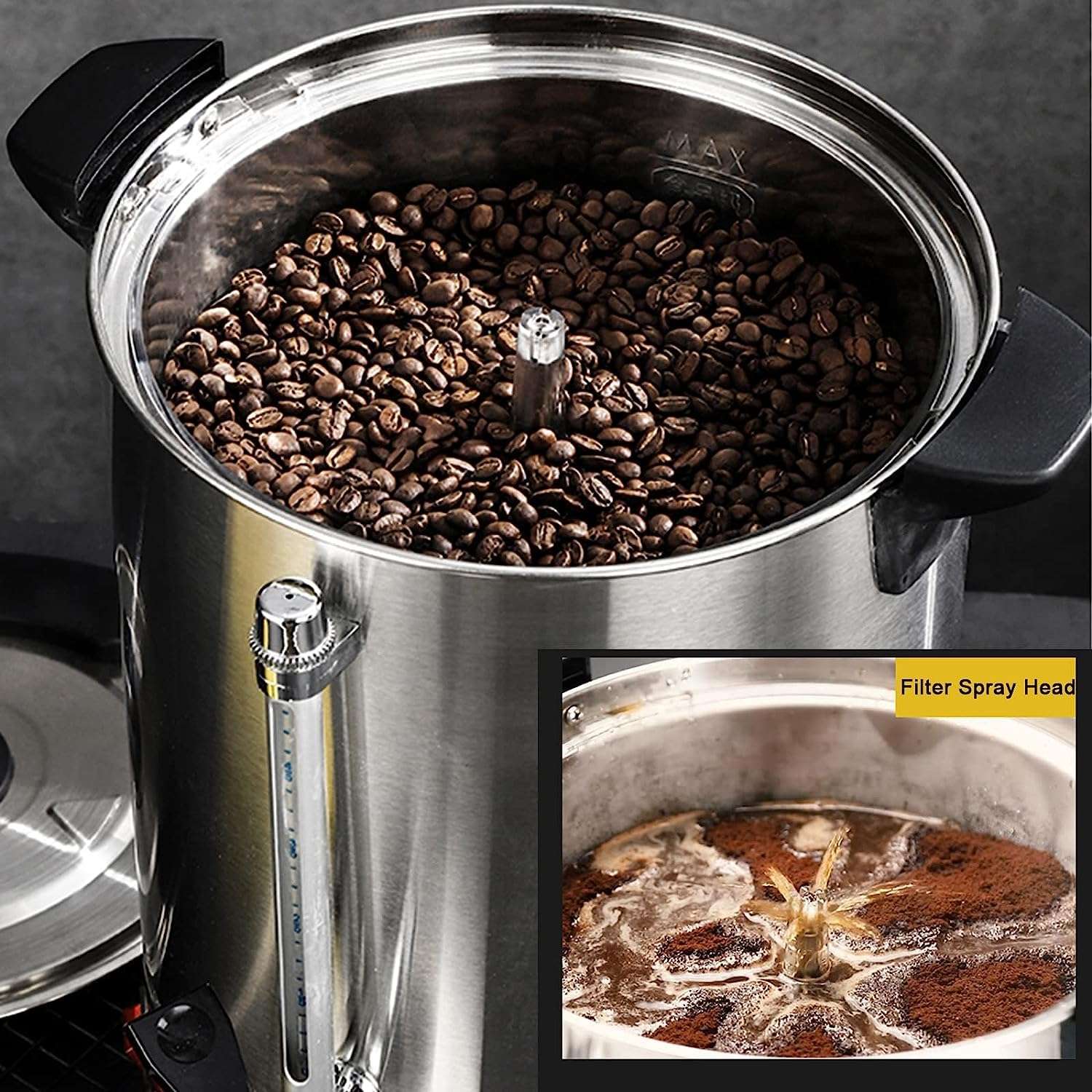Commercial Stainless Steel Coffee Urn, Quick Brewing Large Coffee Maker,Automatic Hot Water Dispenser For Home Party Office Large Crowds Coffee Dispenser(15L) 4