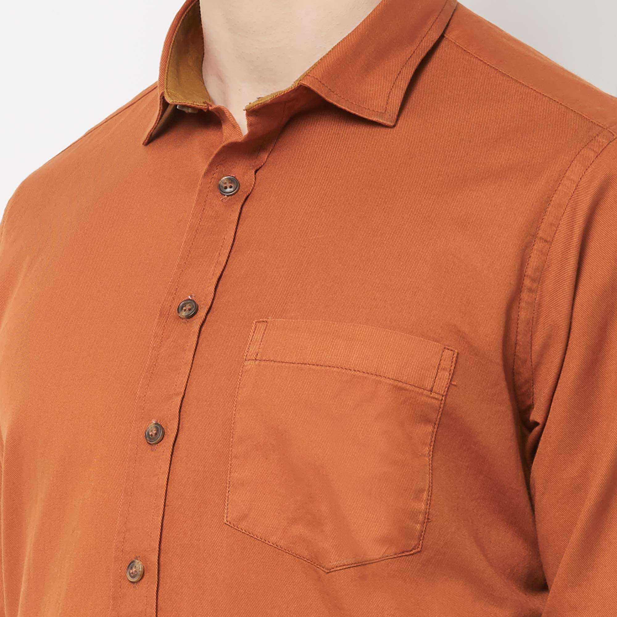 EVOQ Men's Plain Regular fit Casual Shirt (Rustic-Intense_XXL_Rust XX-Large) 5
