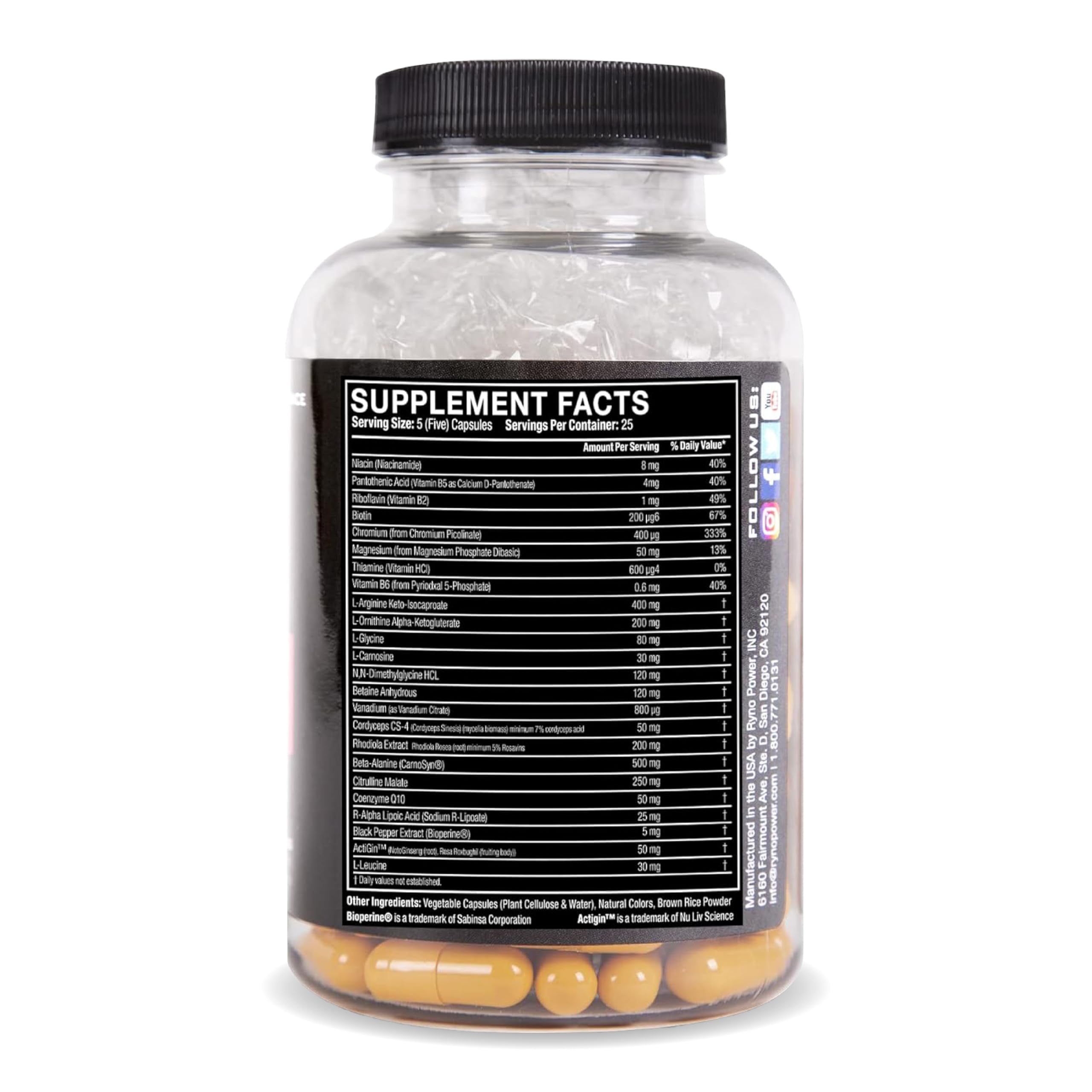 Ryno Power Endurance Capsules - Workout Harder and Longer - Reduce Lactic Acid Build-Up and Deliver More Oxygen to Your Muscles 4