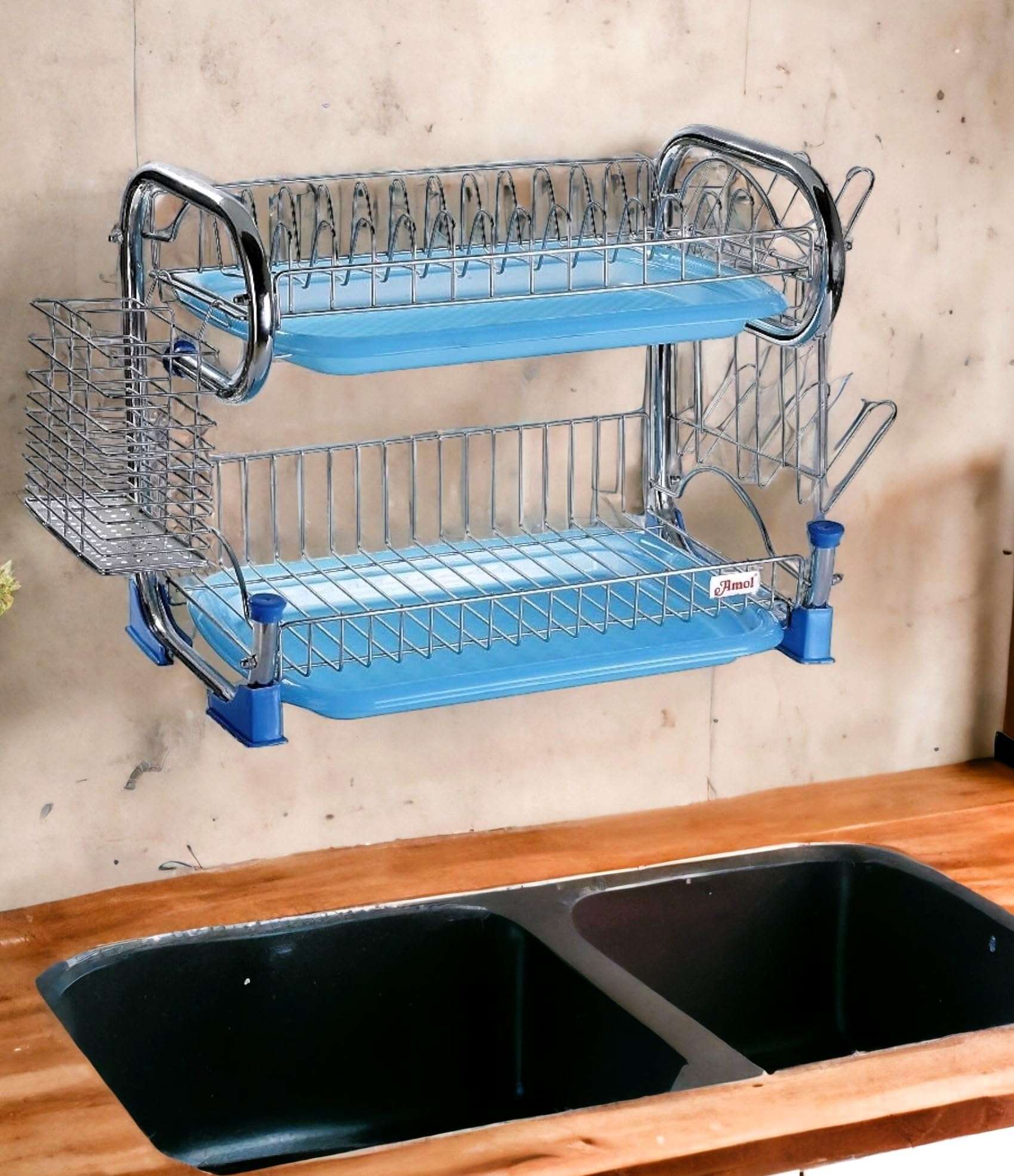 AMOL® Dish Rack | Utensil Kitchen Rack Steel Premium Stainless Steel Utensils Stand | Kitchen Organizers | Kitchen Stand (Elegance) 1