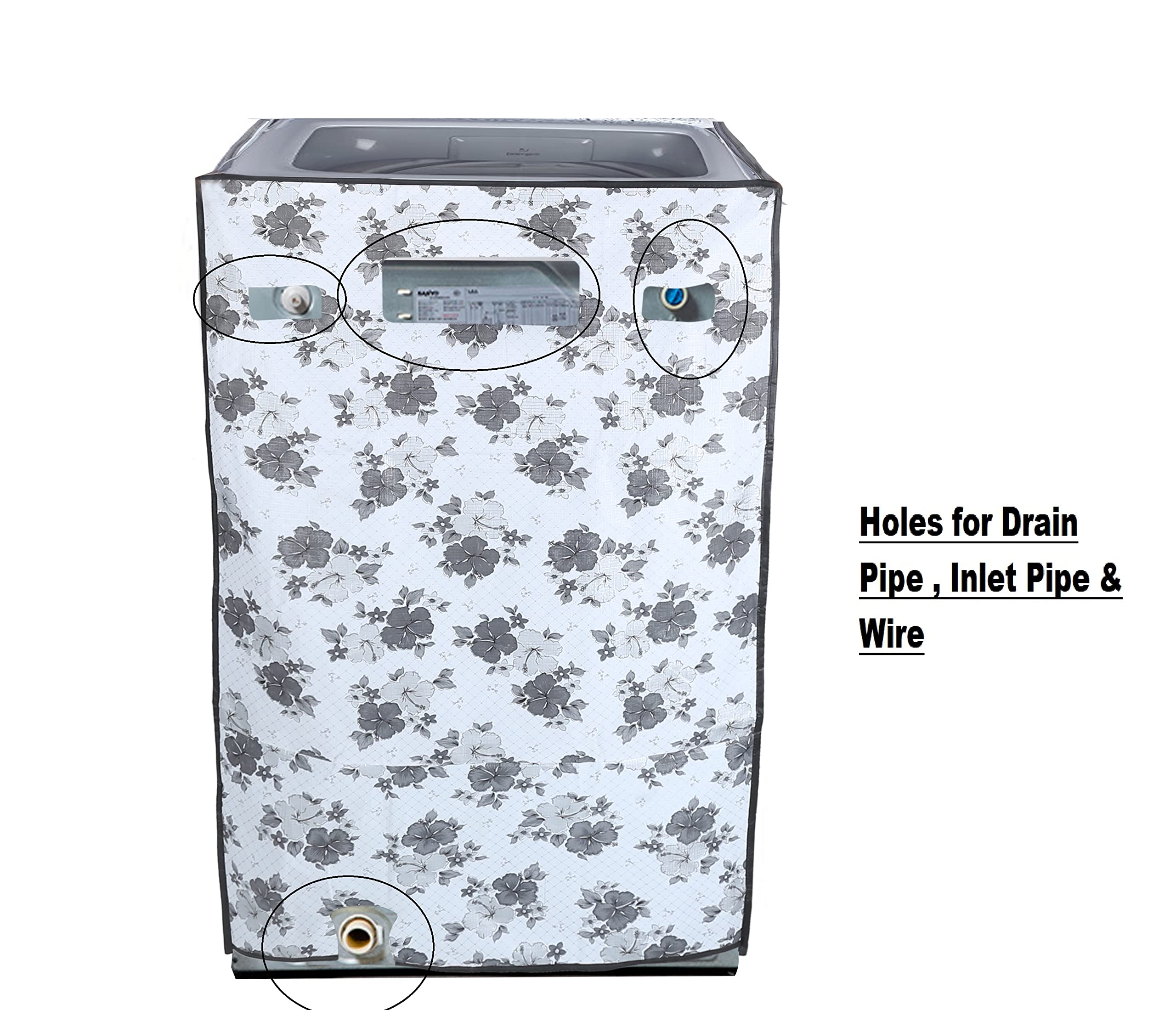 Cover Compatible LG Top Load Washing Machine Cover Suitable For 6 kg, 6.2 Kg, 6.5 Kg, 7 Kg (56cms X 56cms X 85cms) Half White & Grey 4
