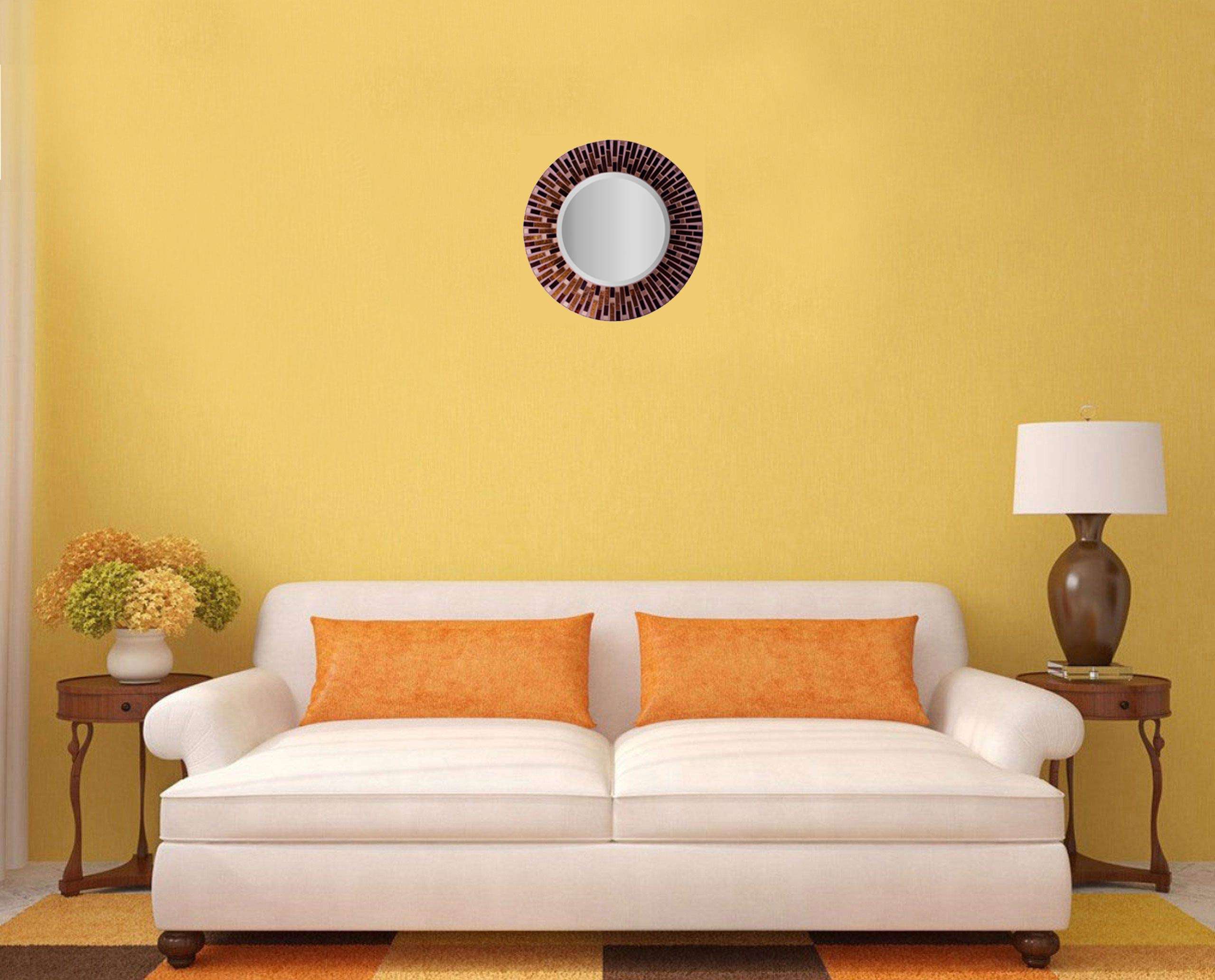 Lulu Decor, Amber Rays Mosaic Wall Mirror, Decorative Beautiful Round Beveled Wall Mirror, Frame Measures 16", Beveled Mirror Measures 9.5" (LP84M) 6