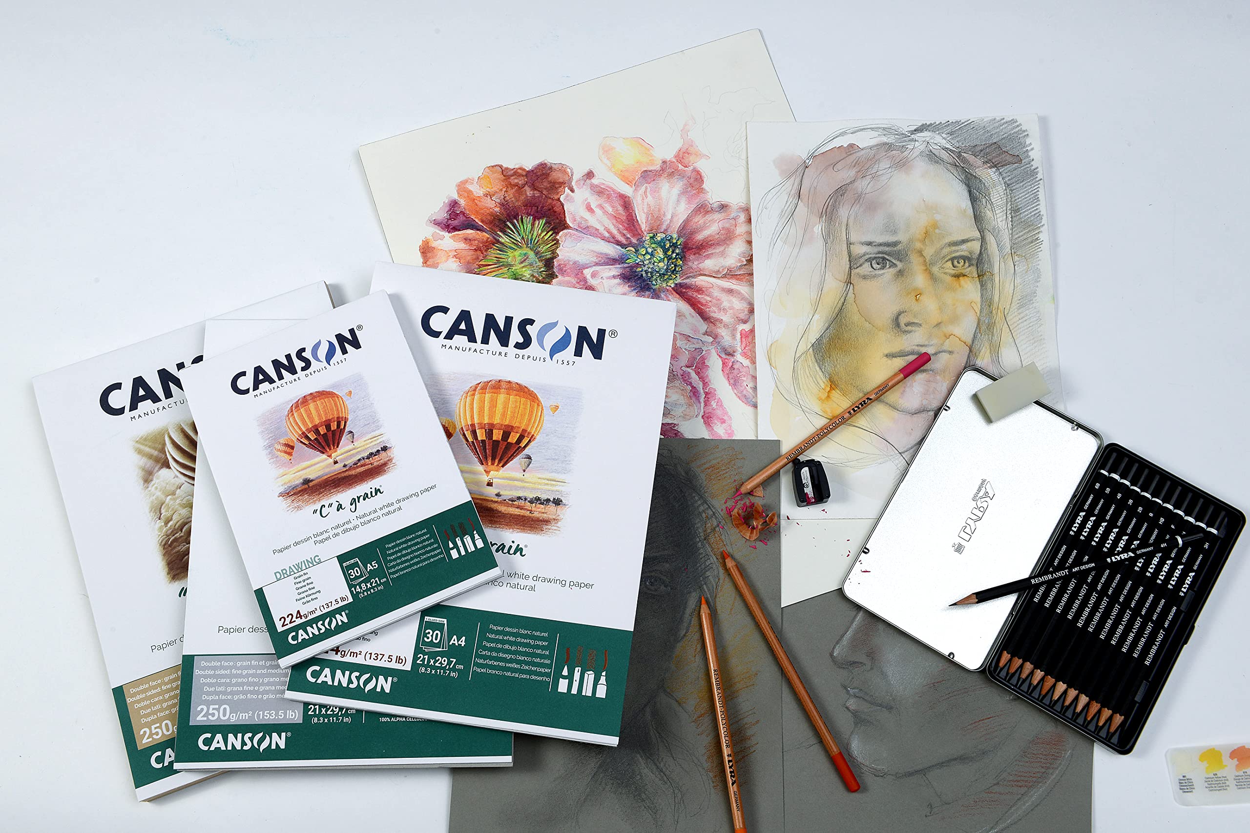 Canson C a Grain 224gsm Heavyweight Drawing Paper, fine Grain Texture, A5 pad Including 30 Sheets 5