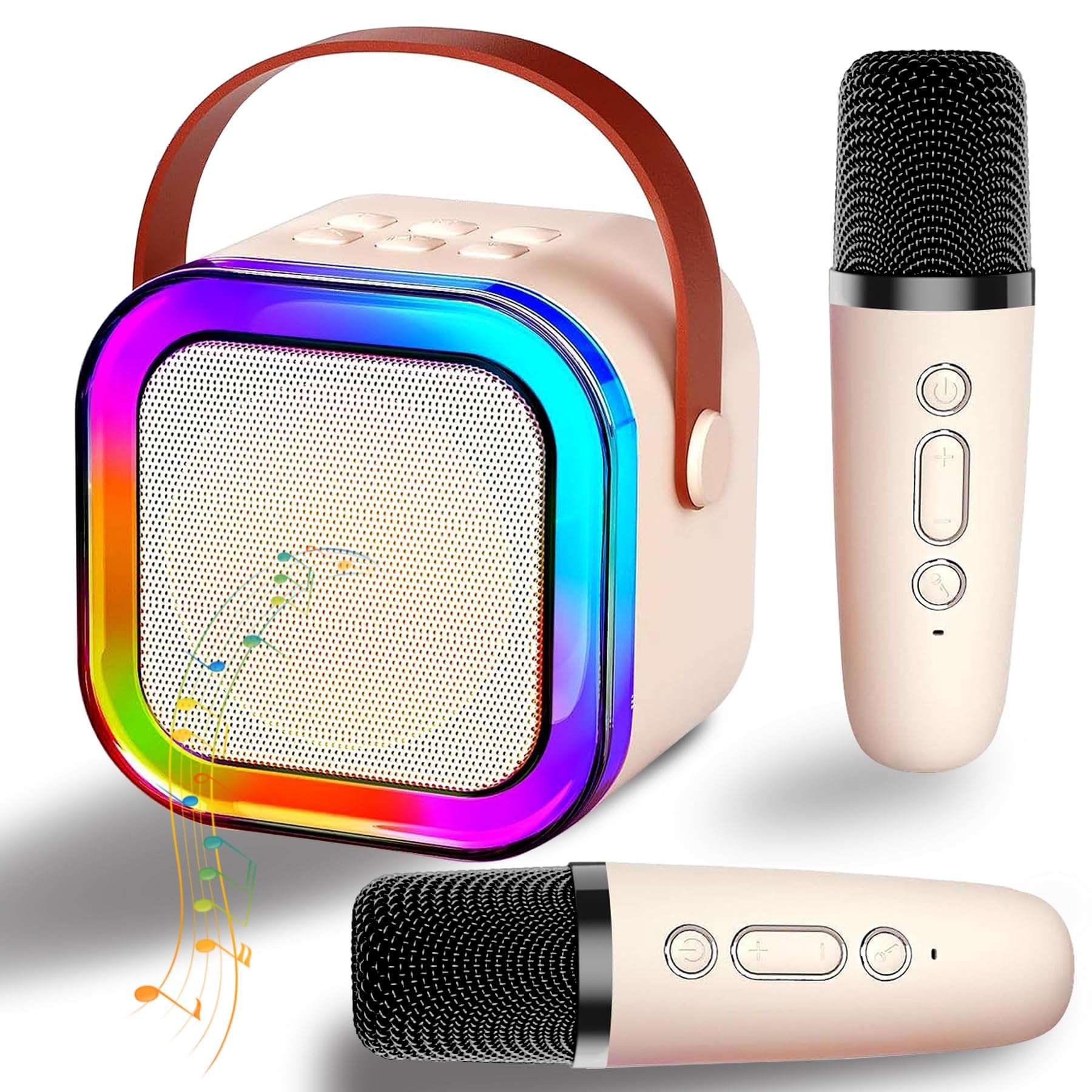 Mini Karaoke Machine for Kids Adults, Portable Bluetooth Karaoke Speaker with 2 Wireless Microphones, Ideal Gifts for Girls Boys Age 4-12+, Perfect for Birthday Parties, Home, Outdoor 1