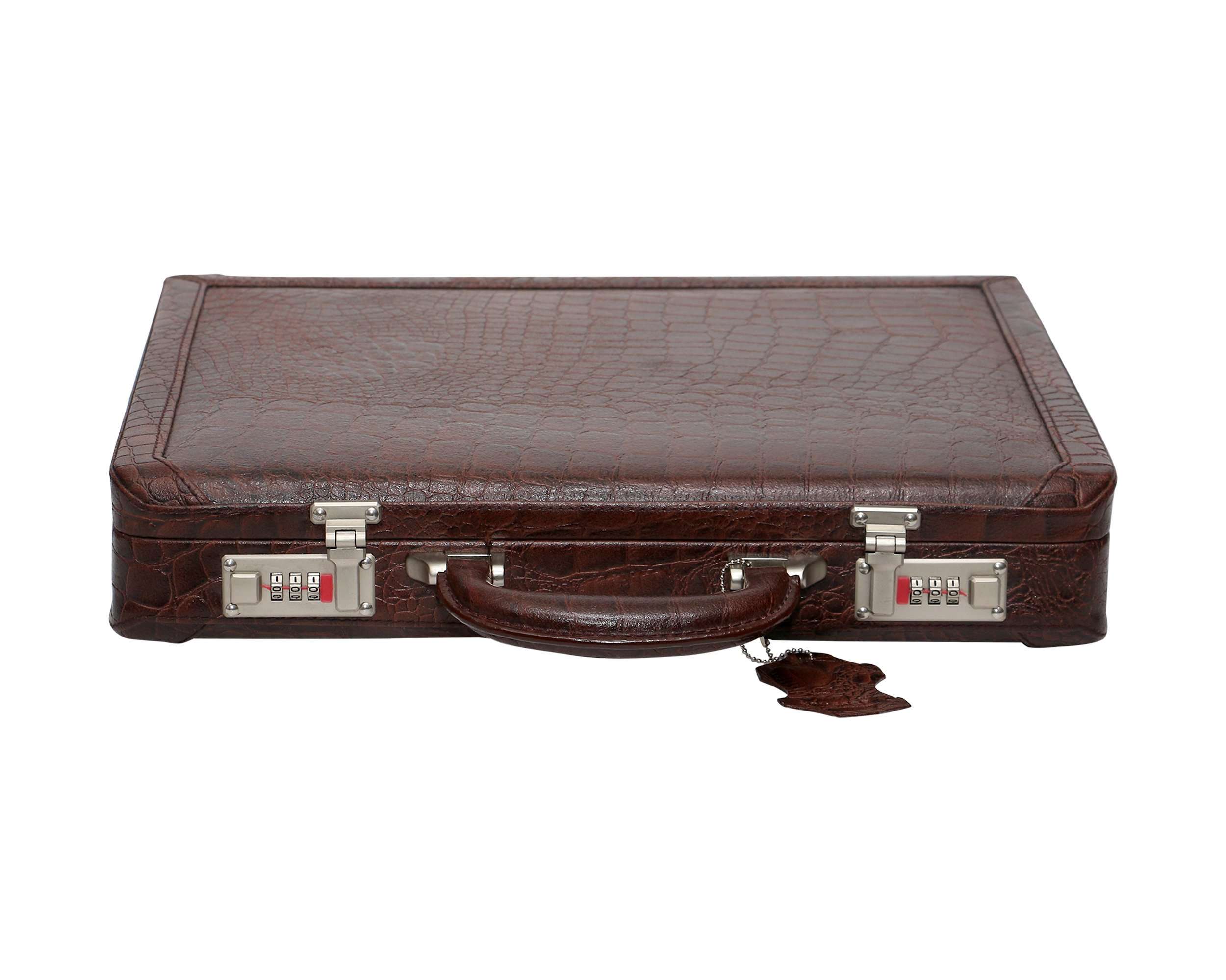 C Comfort Genuine Leather Briefcase for Mens Office Laptop Compartment Expandable Features High-Security Combo Number Lock Briefcase Bag for Men Brown Color 3