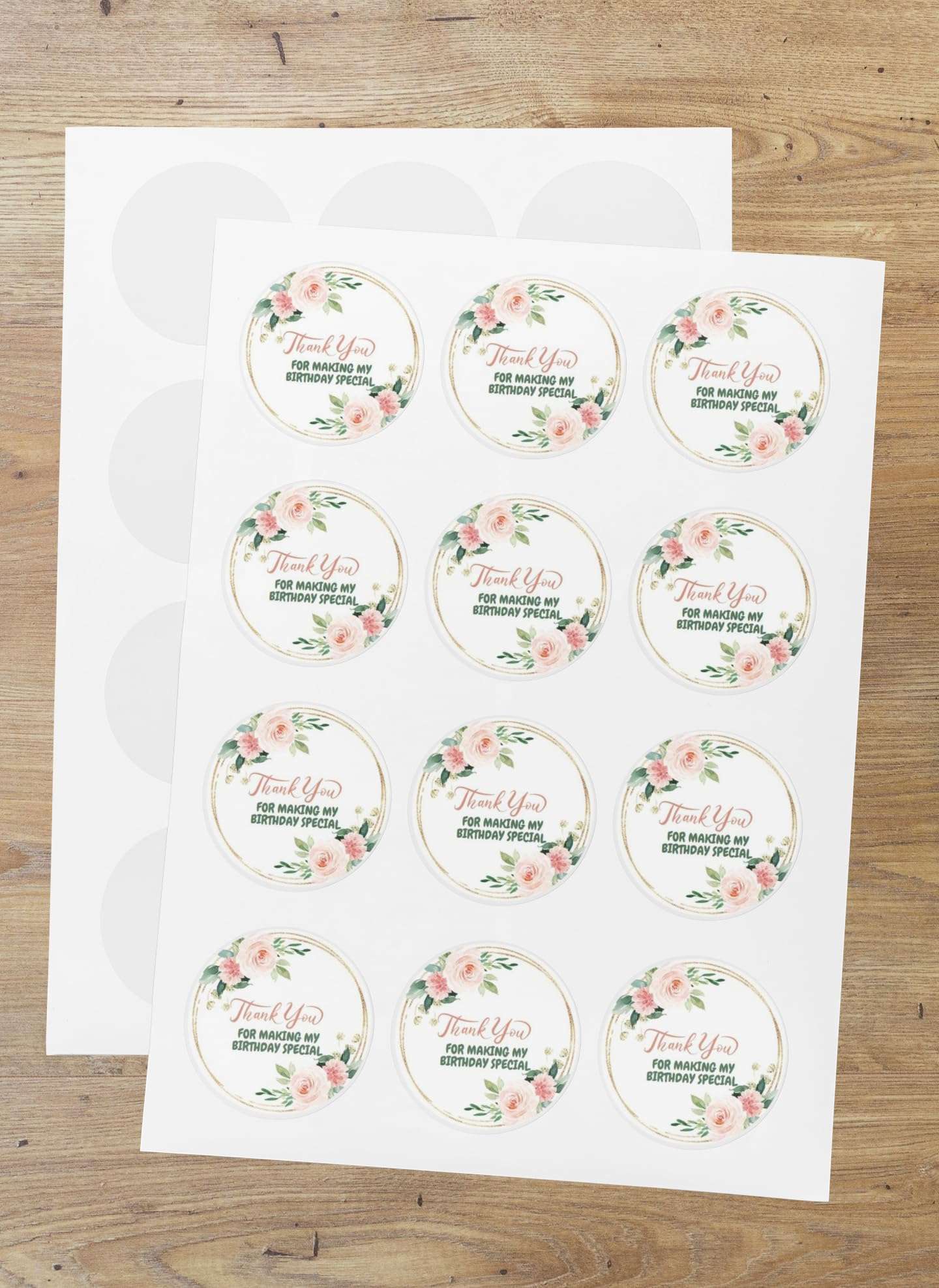 Floral Theme Model 3- Thankyou Sticker (6 CM/Sticker/Mixcolour/24Pcs) 1